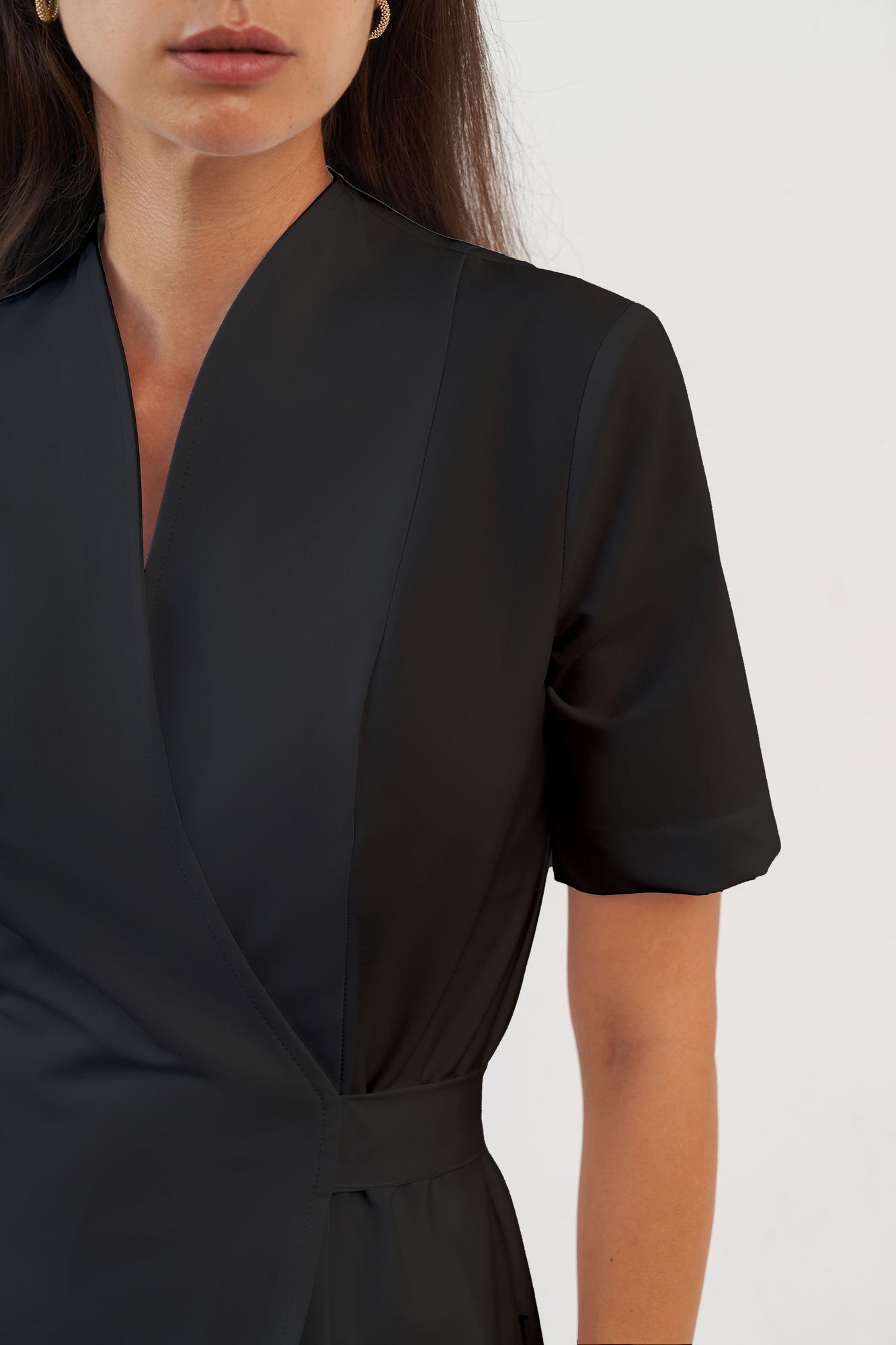 Хирургическая блуза на запахе с поясом черная KL 210