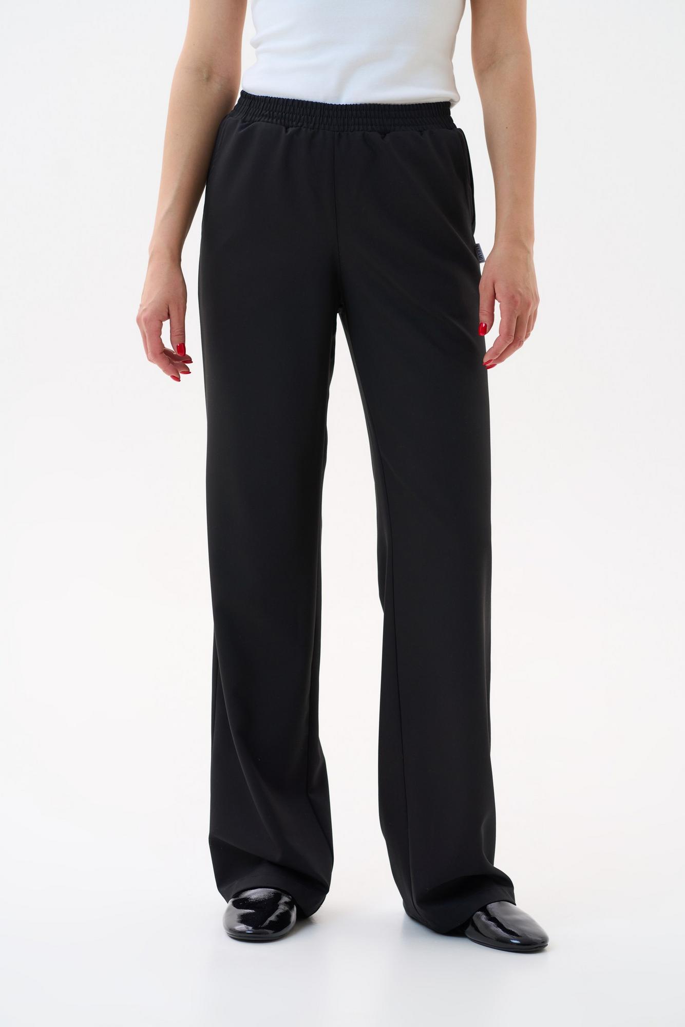 Прямые брюки на поясе черные KL 311