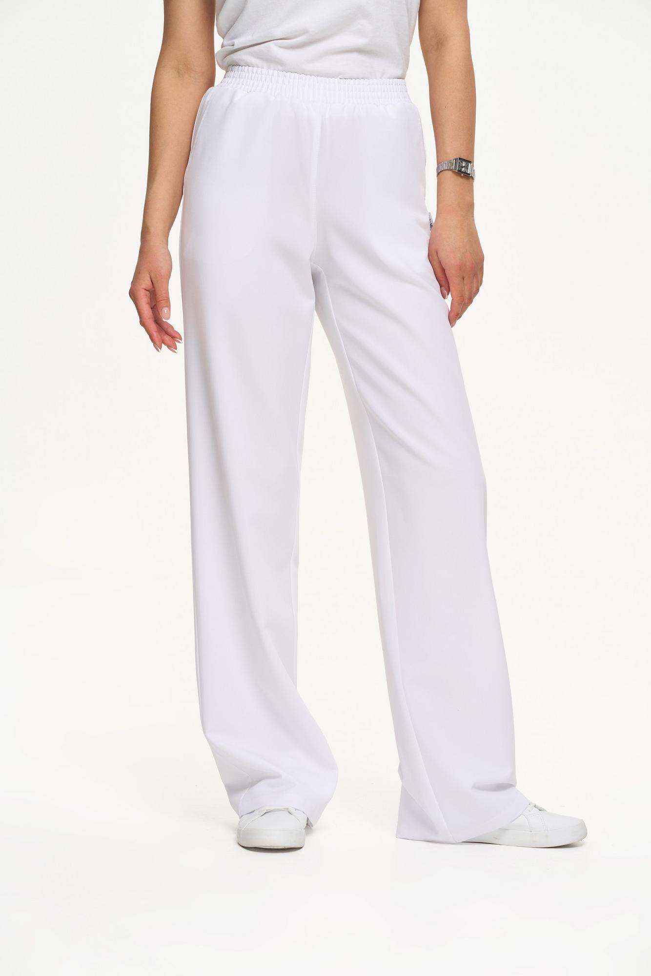 Прямые брюки на поясе белые KL 311