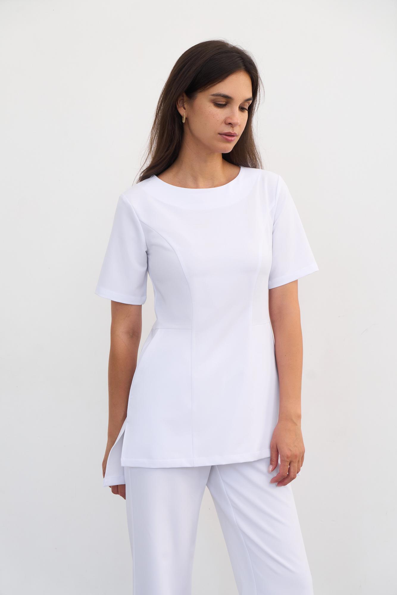 Туника с коротким рукавом белая KL 214