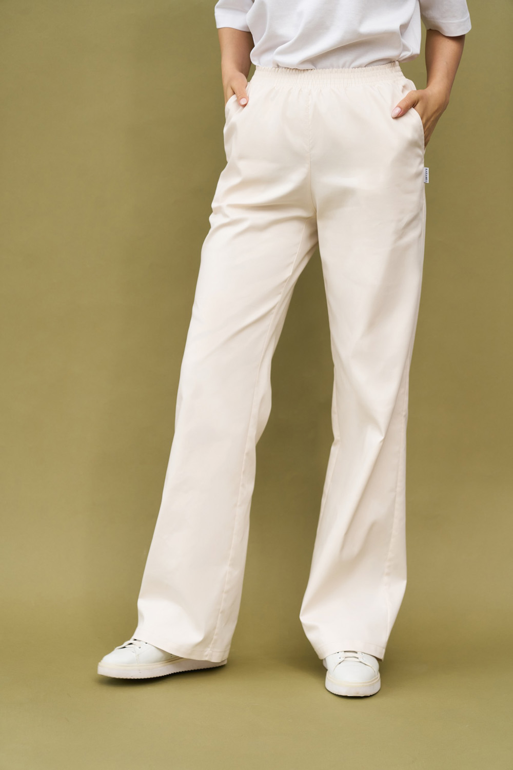 Прямые брюки на поясе ваниль KL 311