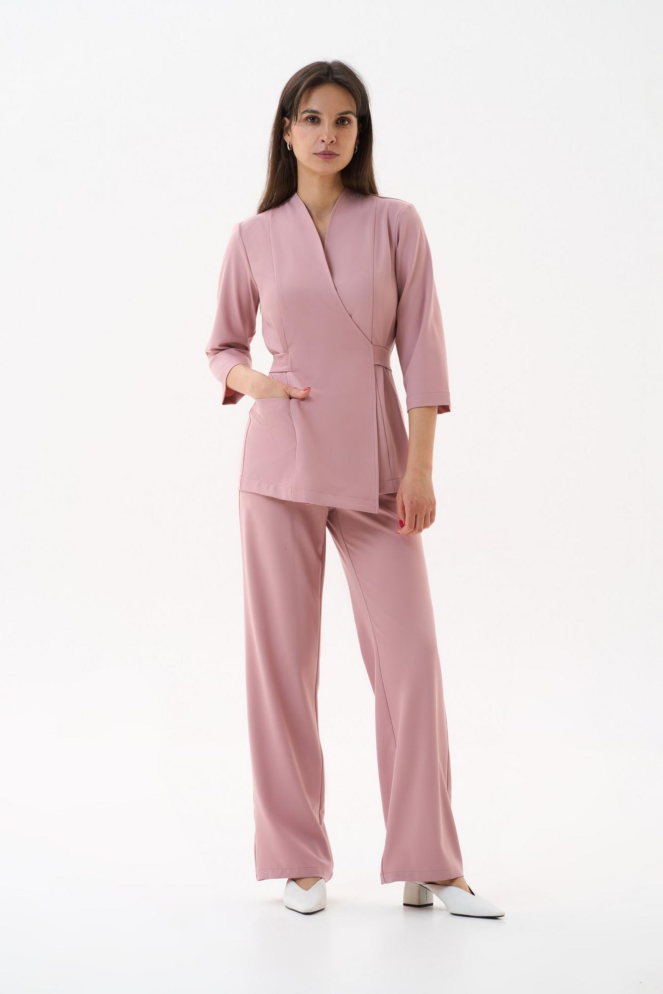 Прямые брюки на поясе светло-розовые KL 311