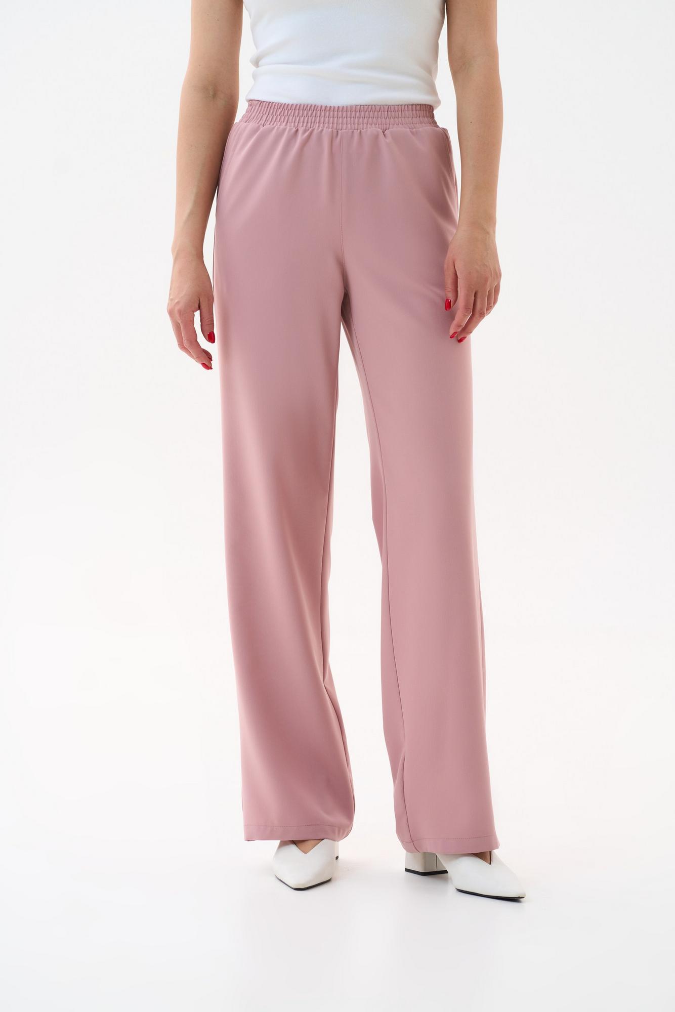 Прямые брюки на поясе светло-розовые KL 311