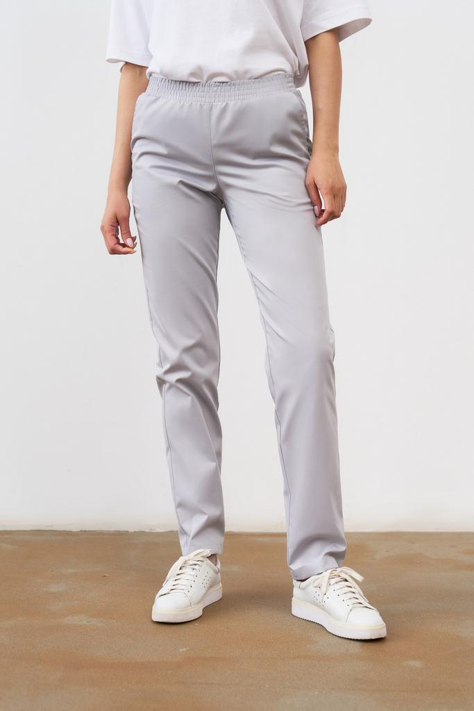 Брюки зауженные на поясе жемчужно-серые KL 310