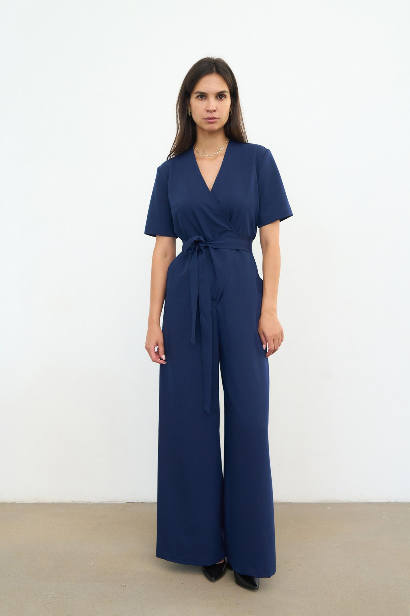 Комбинезон с поясом синий KL 403