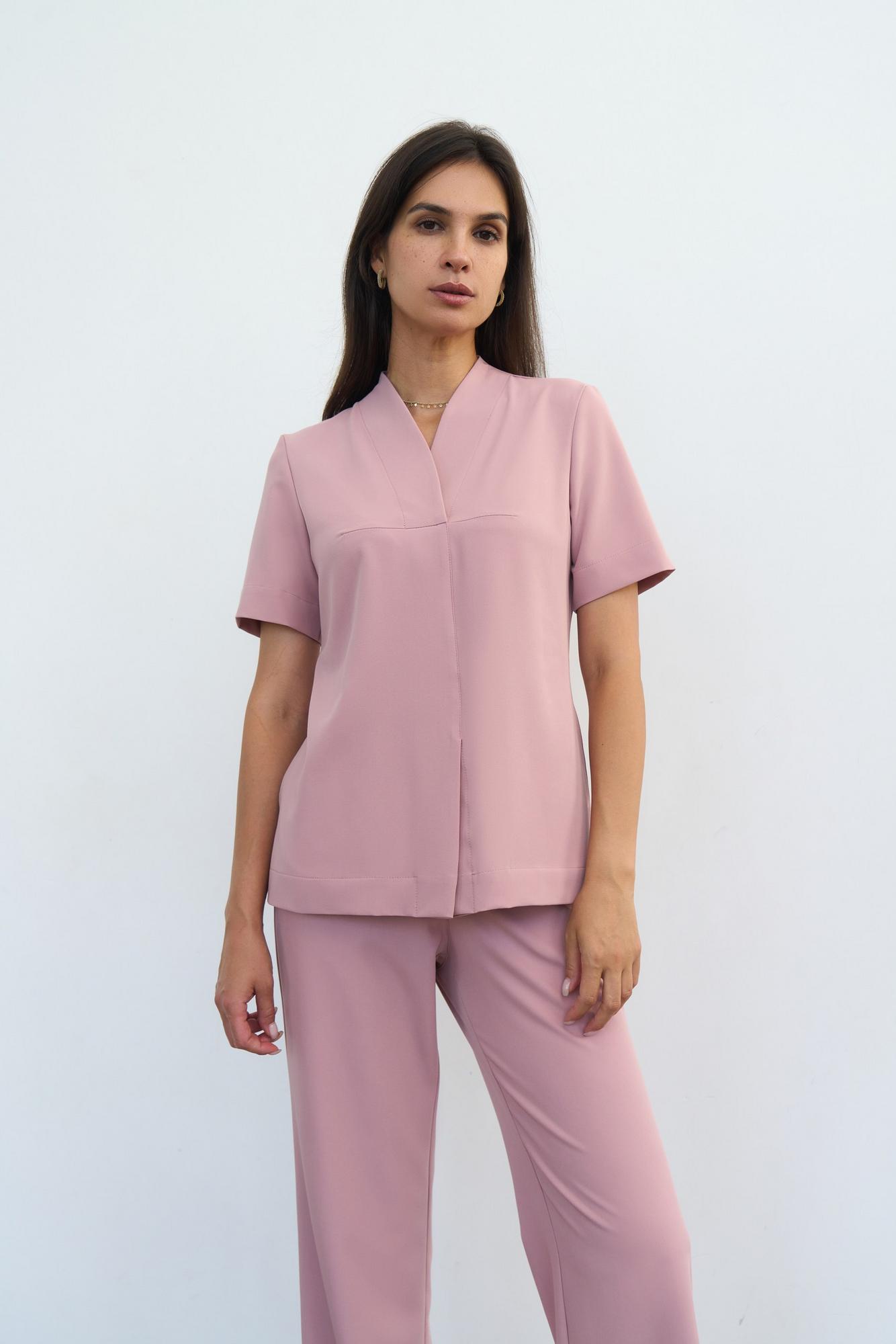 Блуза с коротким рукавом светло-розовая KL 216