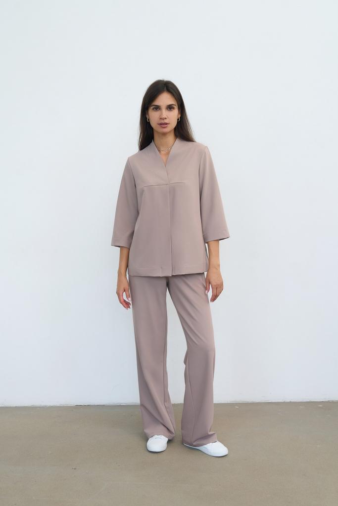 Прямые брюки на поясе мокко KL 311