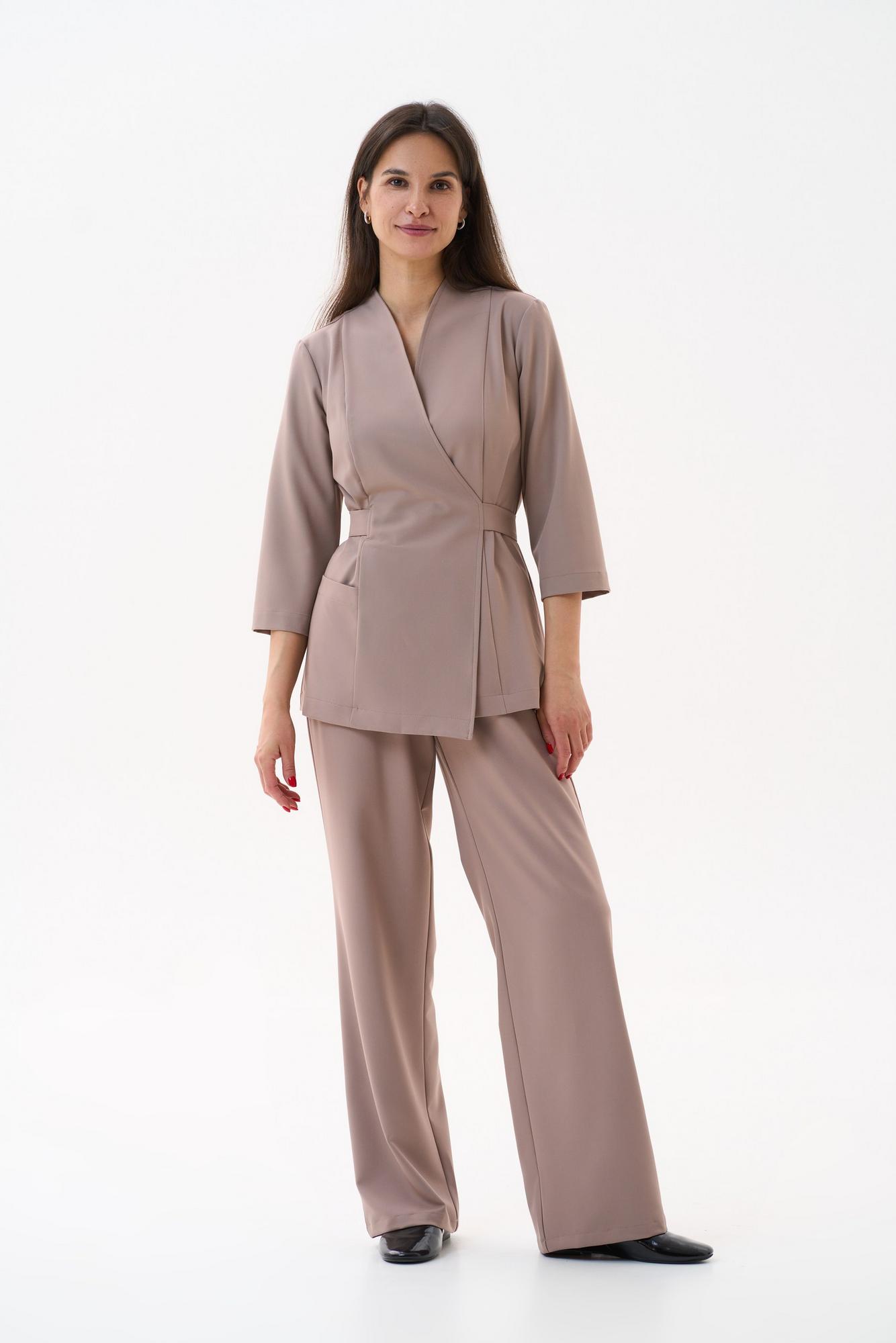 Прямые брюки на поясе мокко KL 311