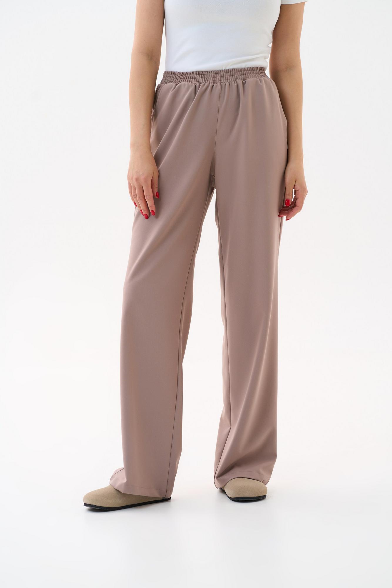 Прямые брюки на поясе мокко KL 311