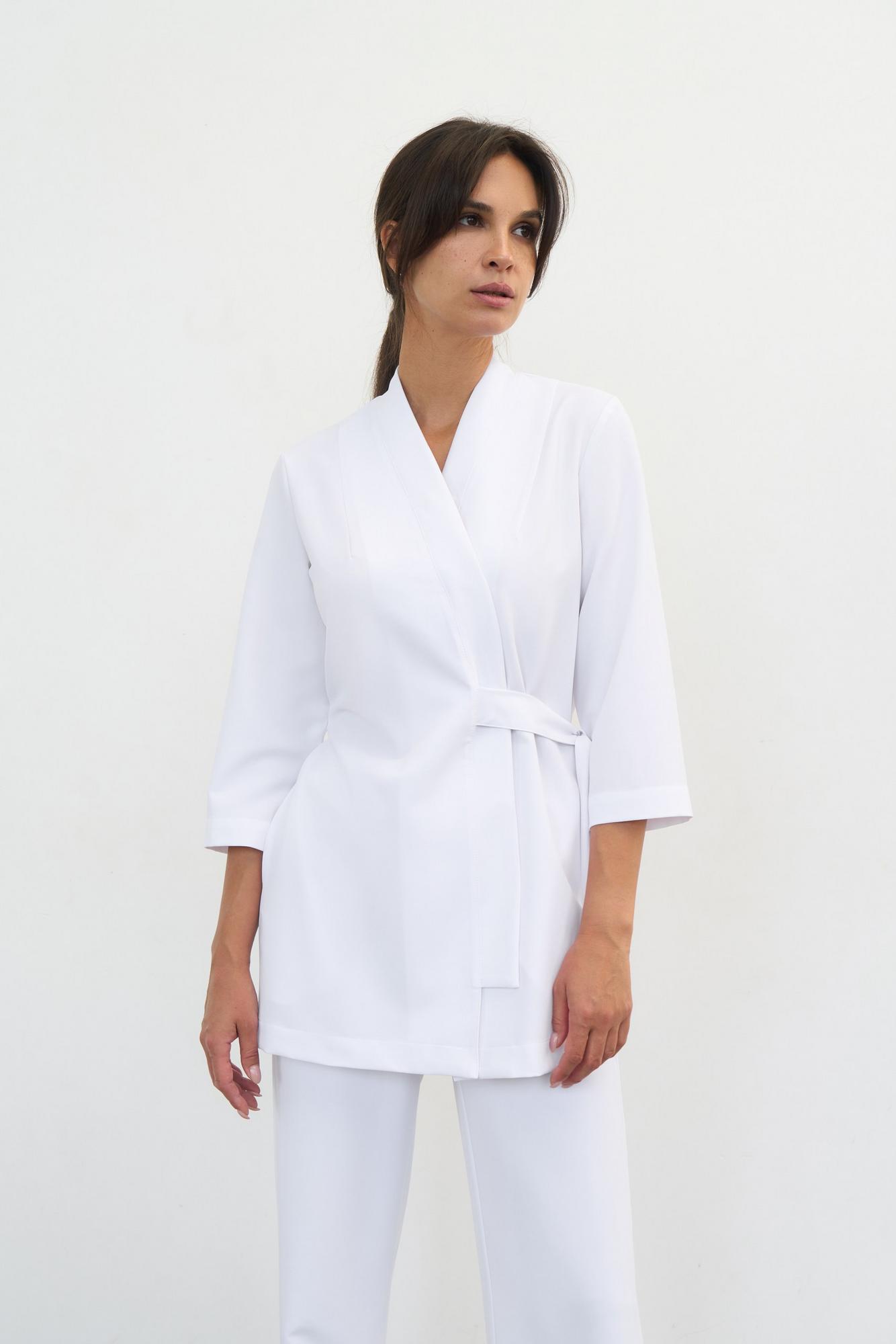 Блуза-кимоно с рукавом 3/4 белая KL 218