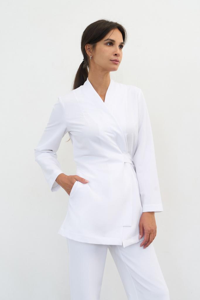 Блуза-кимоно с длинным рукавом белая KL 228