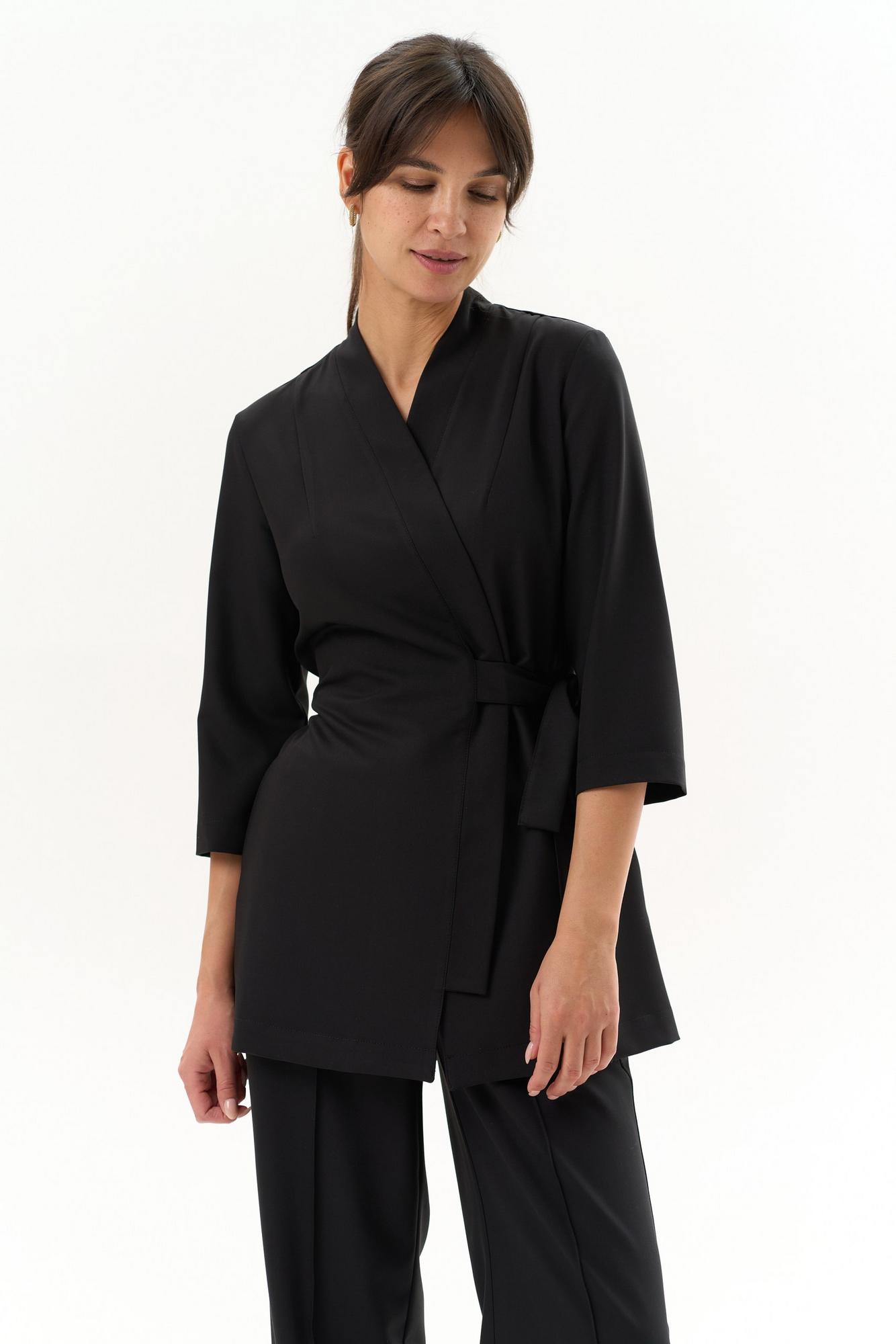 Блуза-кимоно с рукавом 3/4 черная KL 218