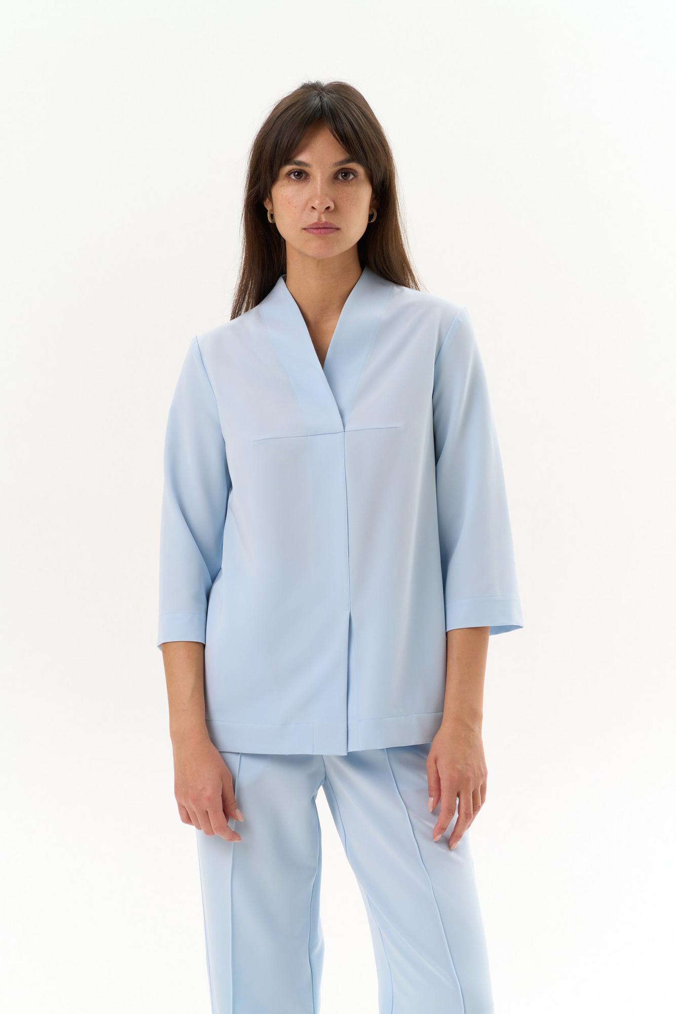 Блуза с рукавом 3/4 голубая KL 226