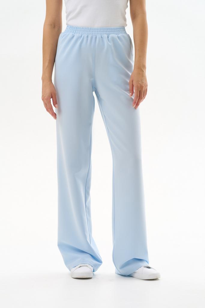 Прямые брюки на поясе голубые KL 311