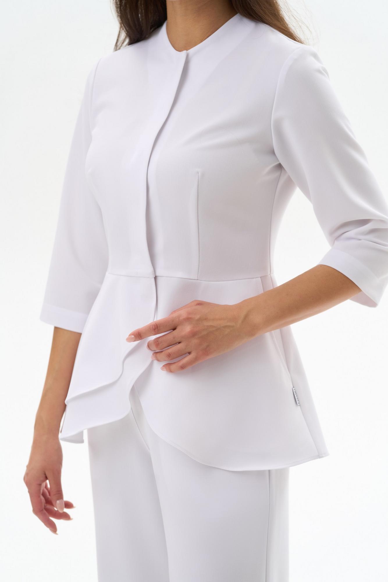 Блуза с асимметричной баской белая KL 224