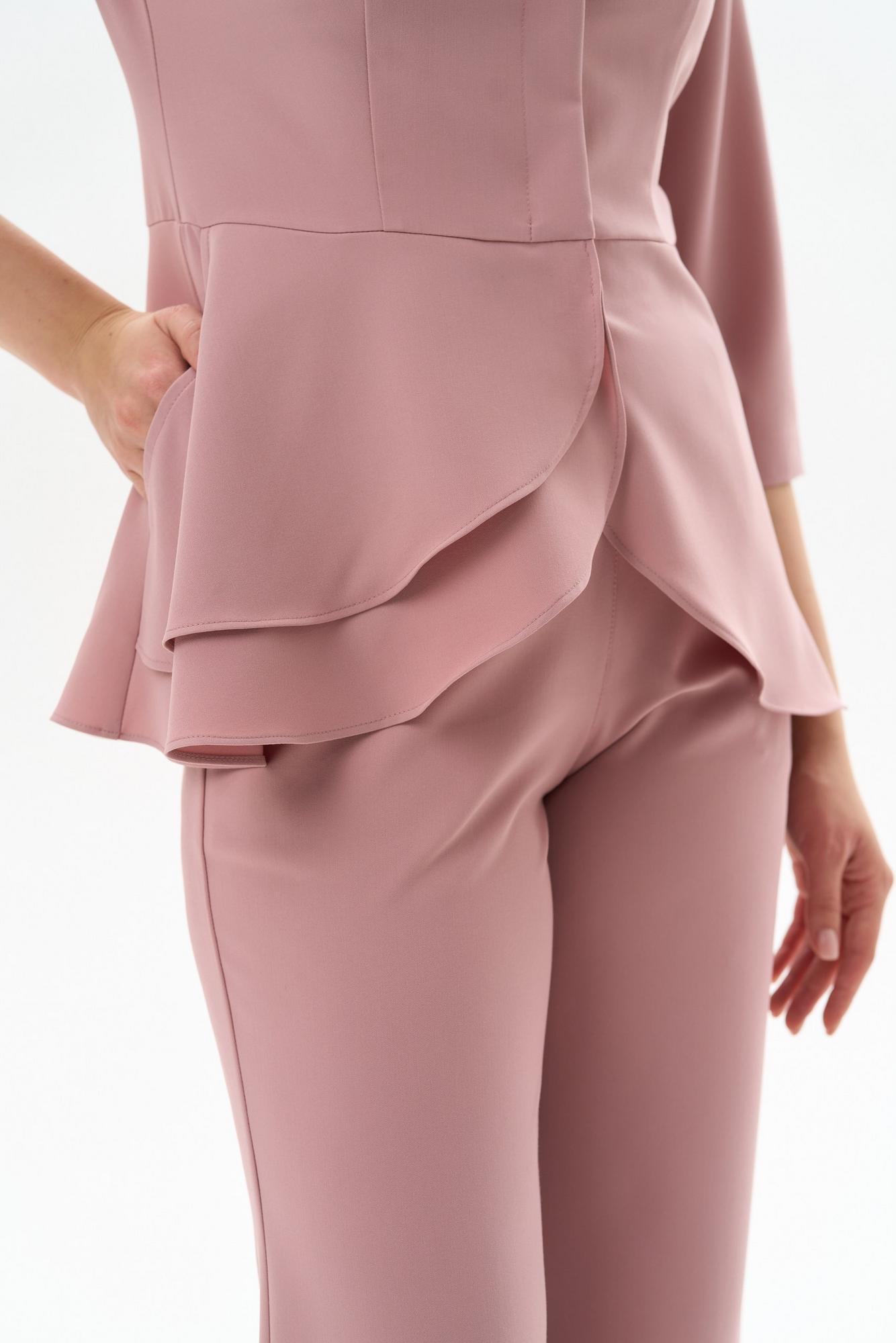 Блуза с асимметричной баской светло-розовая KL 224