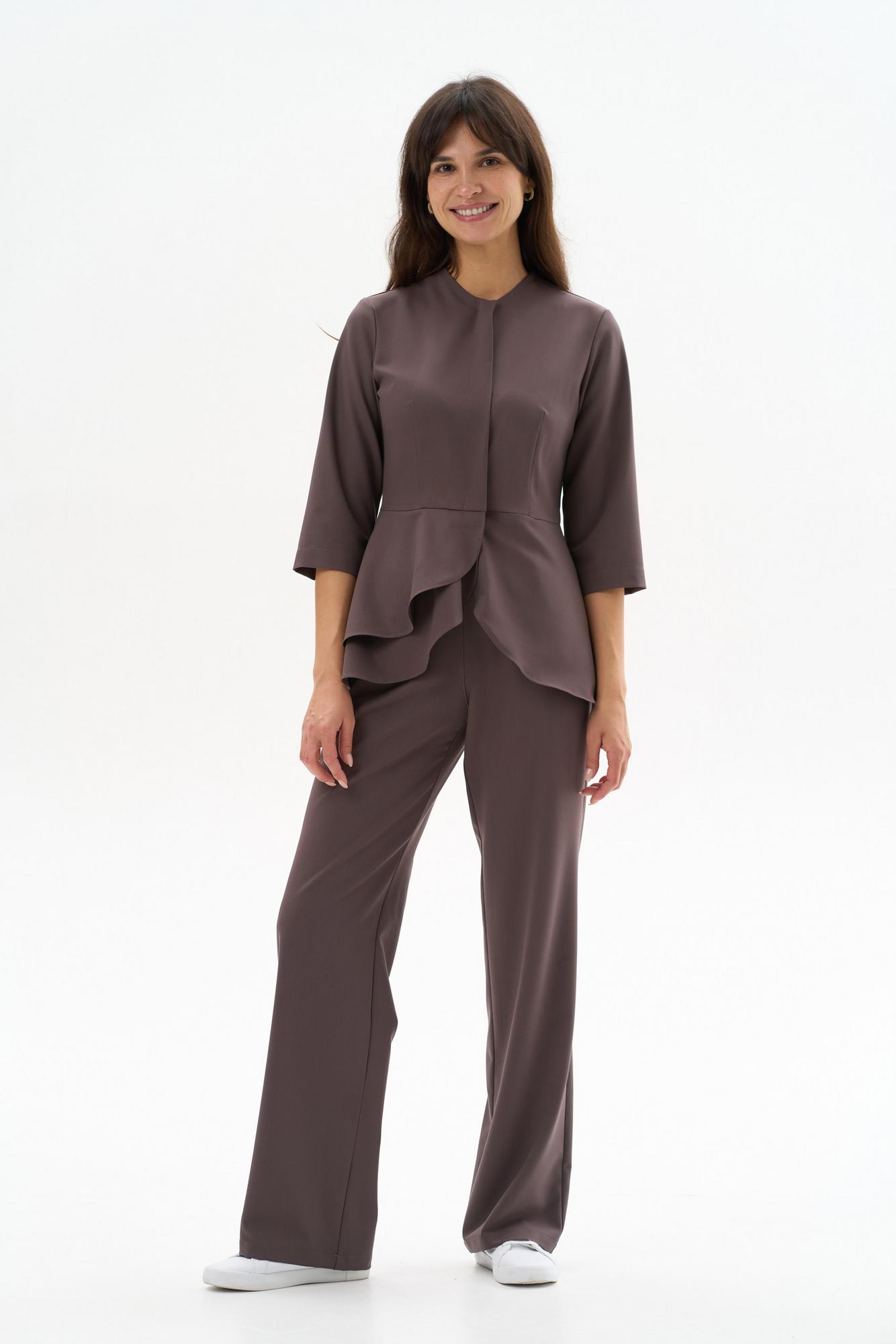 Прямые брюки на поясе какао KL 311