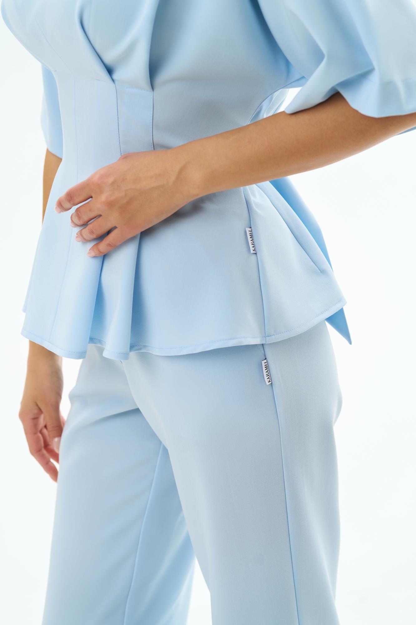 Хирургическая блуза с завязкой на пояс голубая KL 217