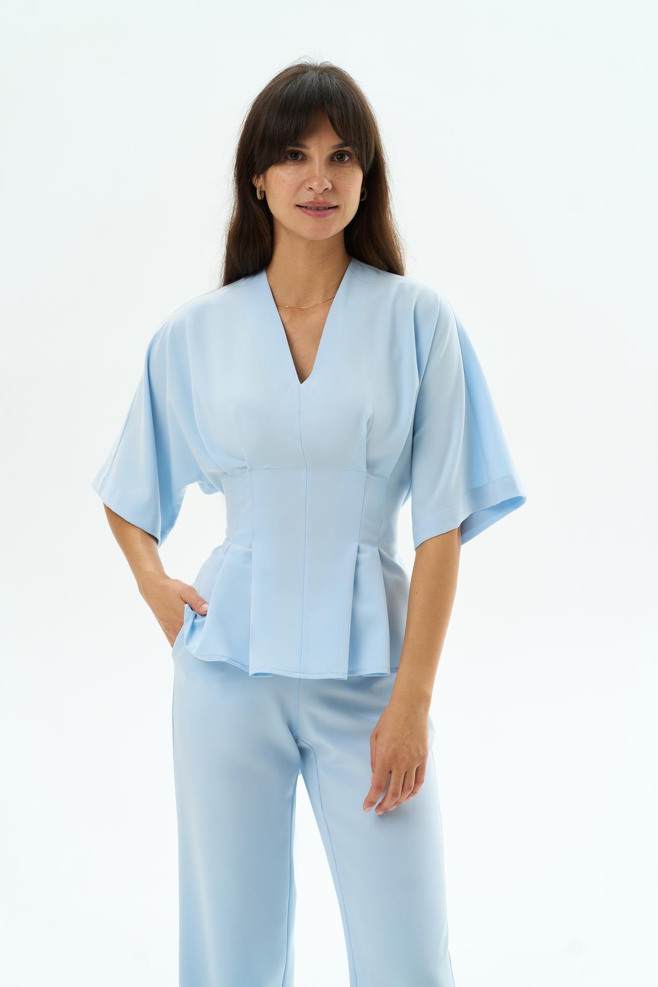 Хирургическая блуза с завязкой на пояс голубая KL 217