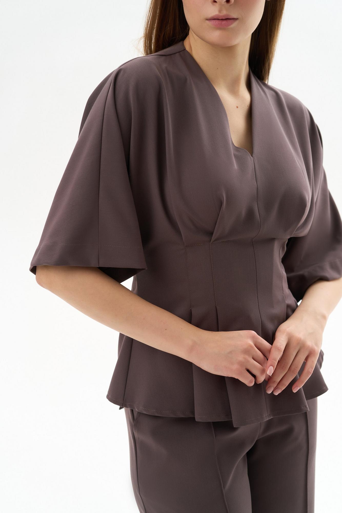 Хирургическая блуза с завязкой на пояс какао KL 217