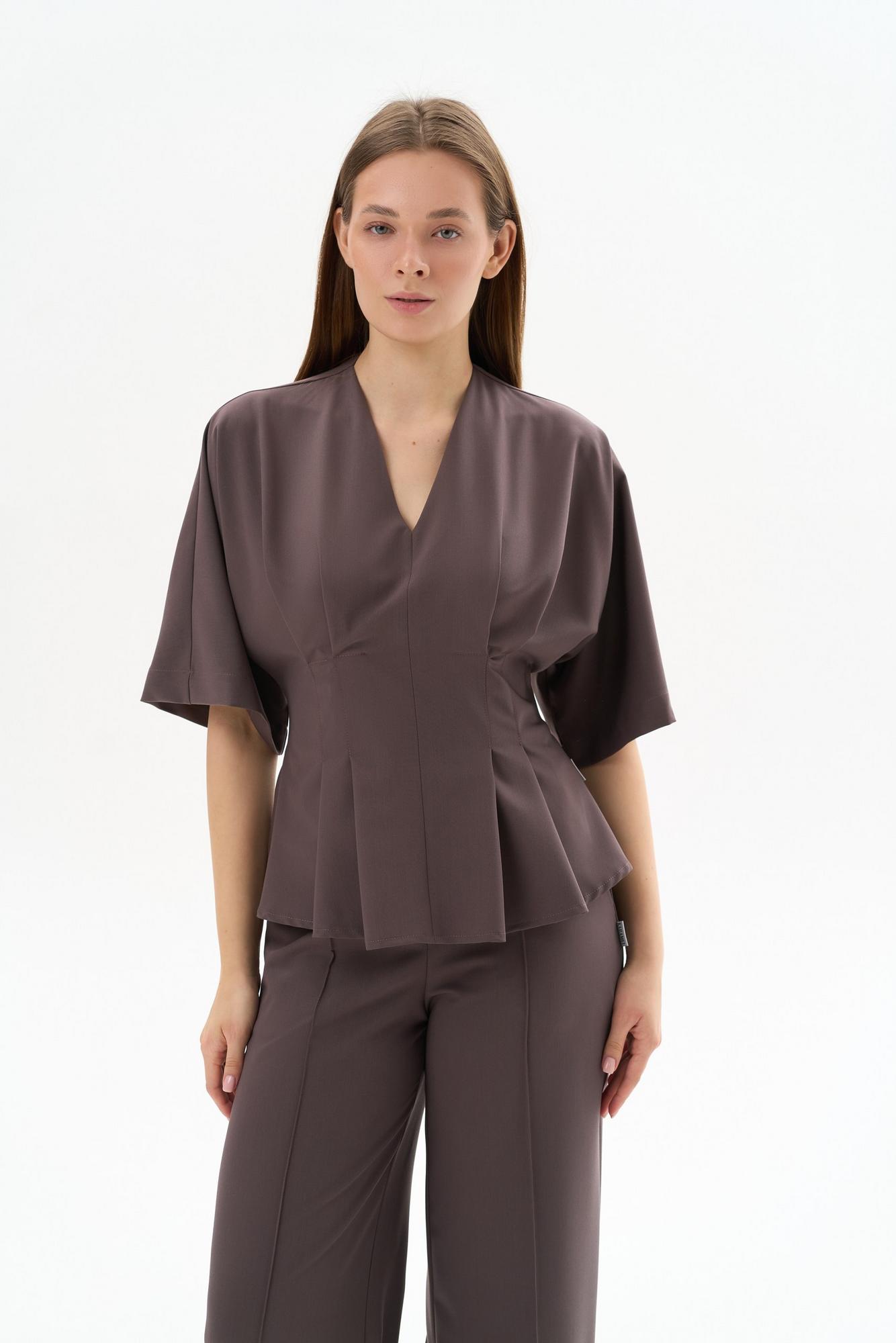 Хирургическая блуза с завязкой на пояс какао KL 217