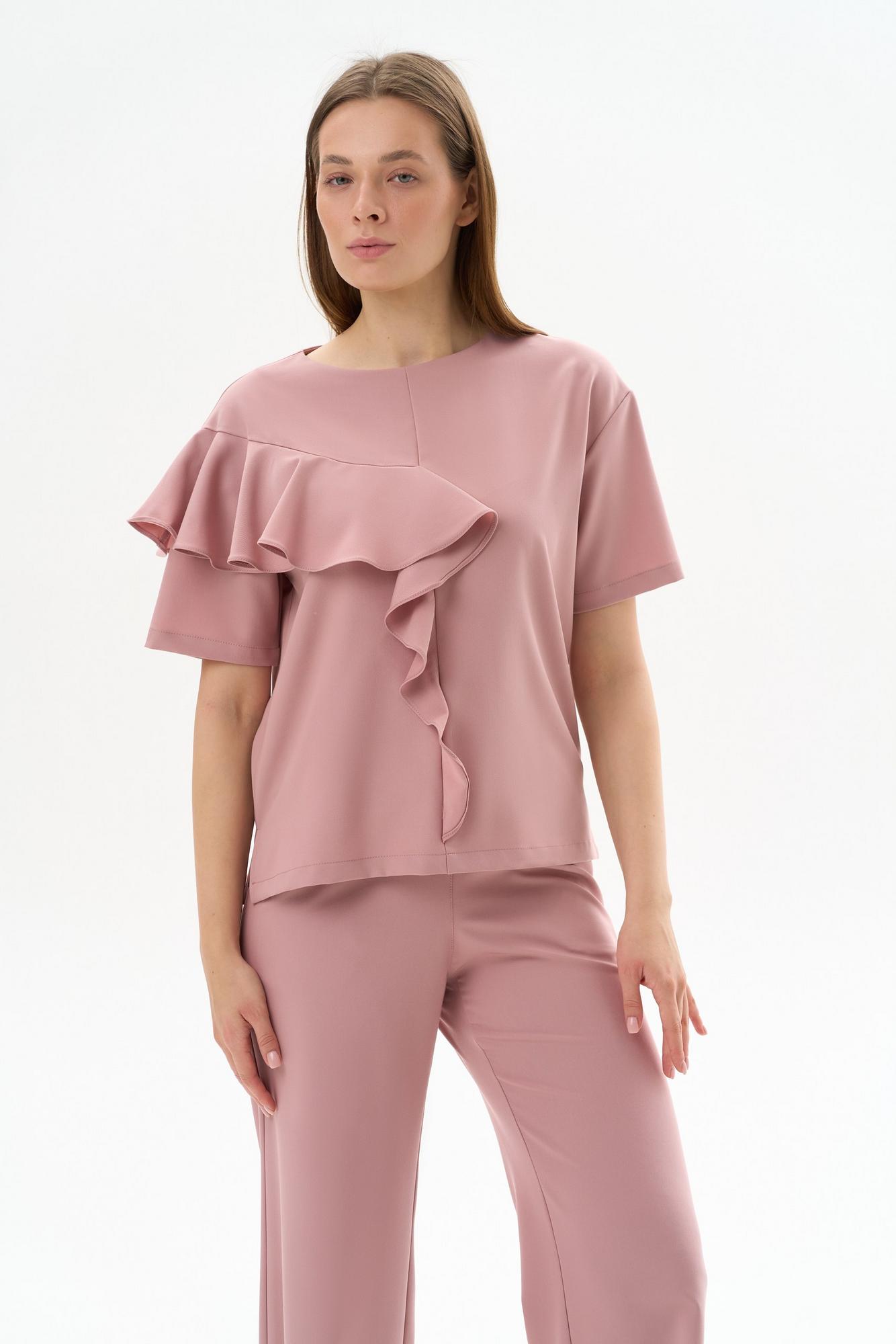 Хирургическая блуза с воланом светло-розовая KL 219