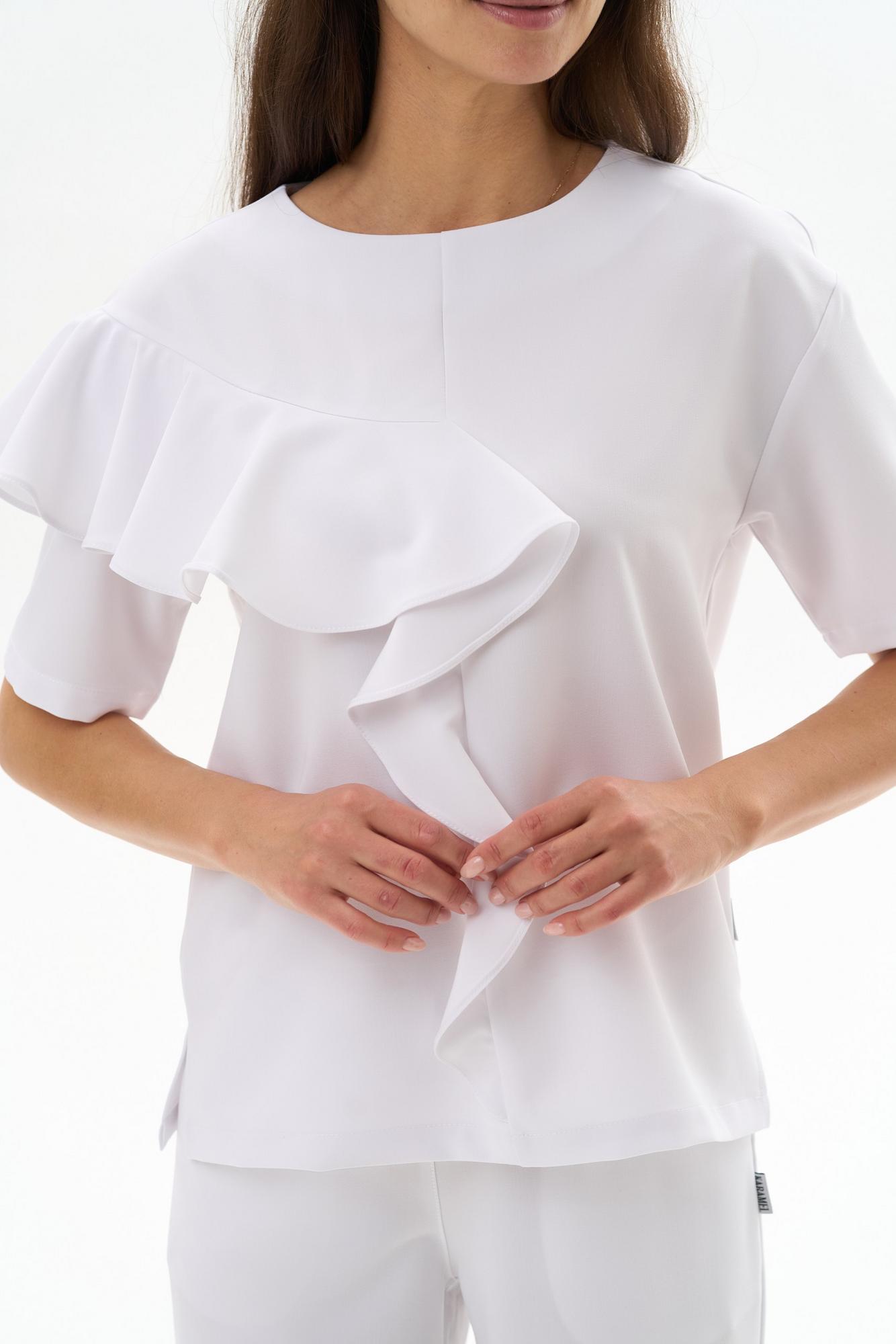 Хирургическая блуза с воланом белая KL 219