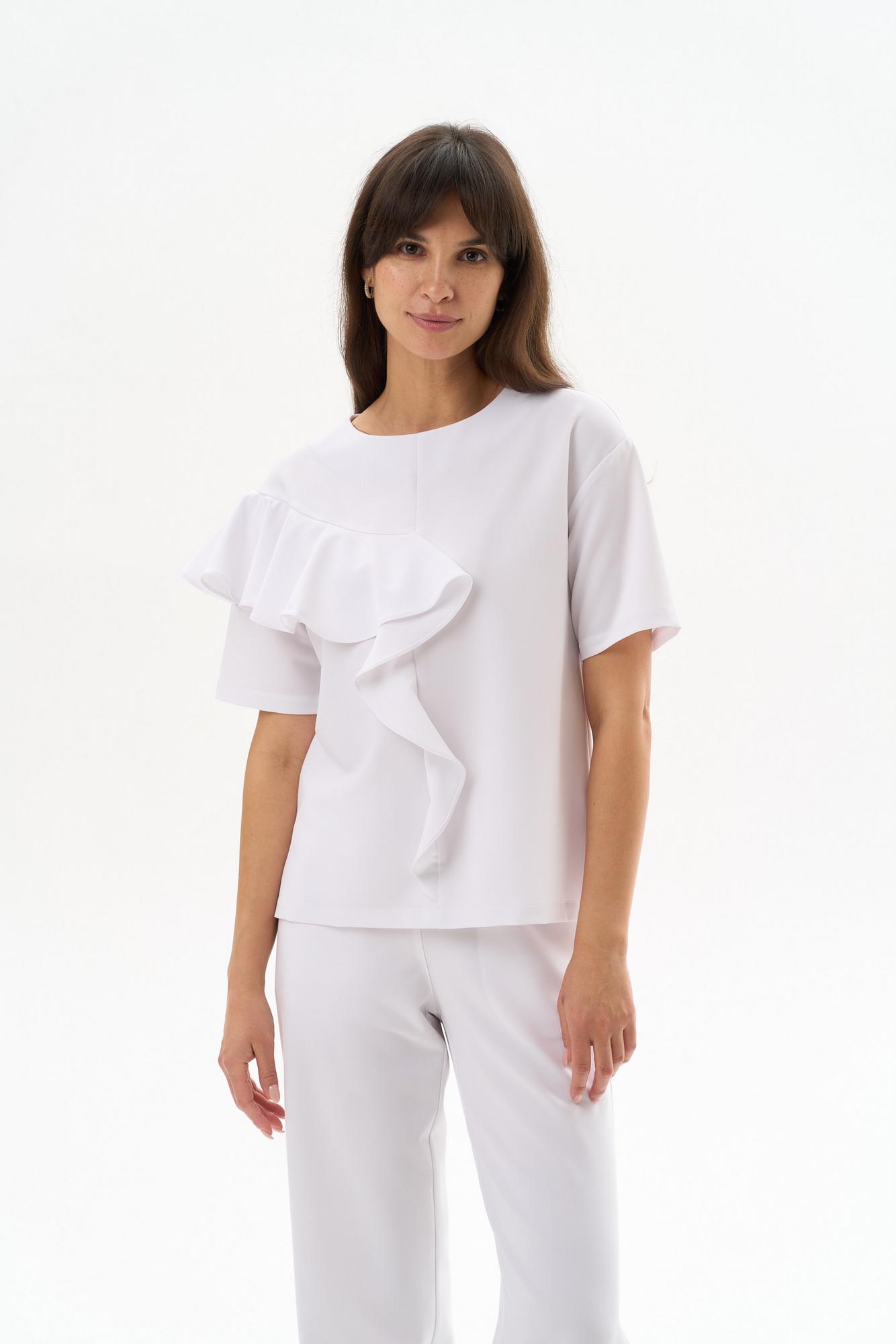 Хирургическая блуза с воланом белая KL 219