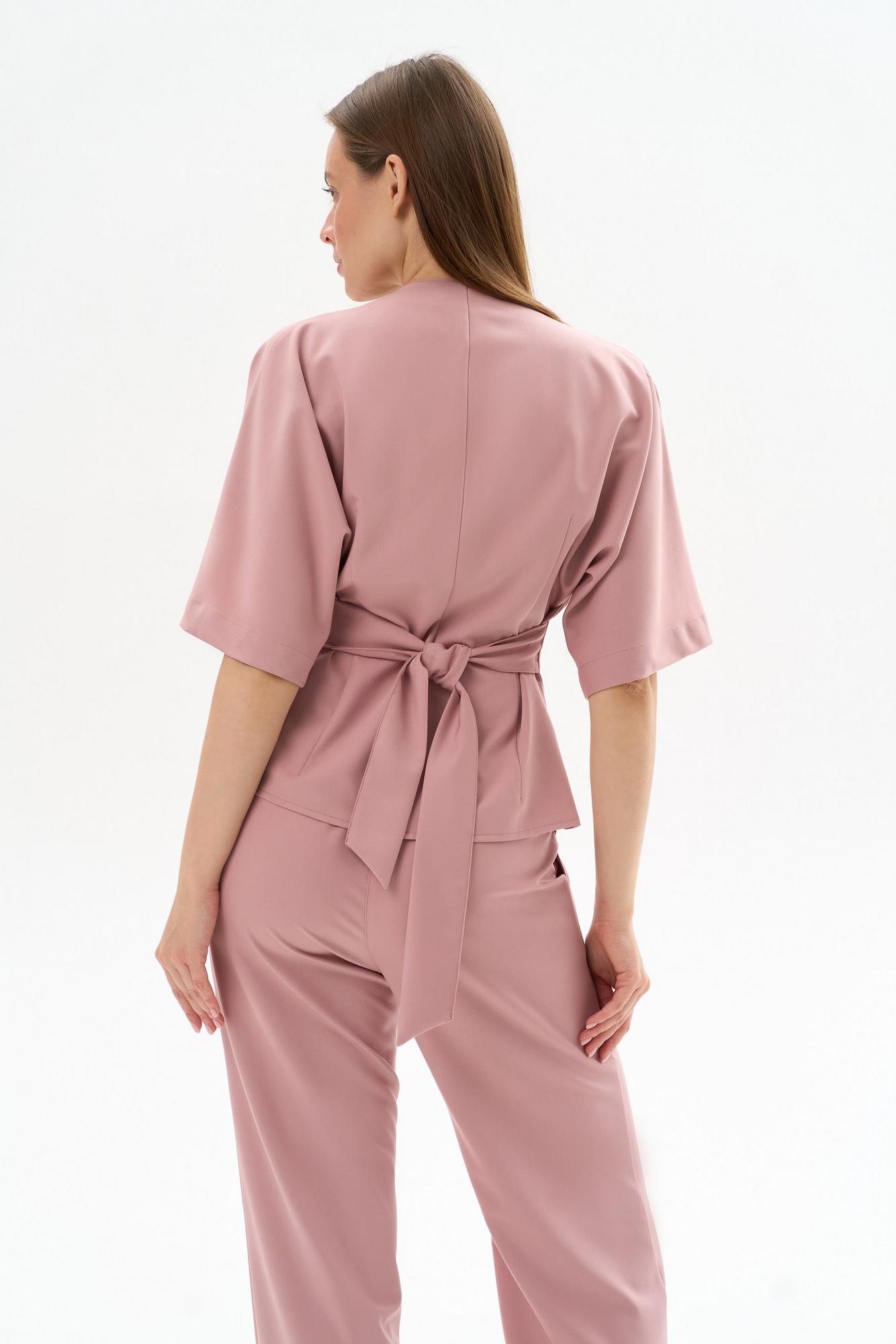 Хирургическая блуза с завязкой на пояс светло-розовая KL 217