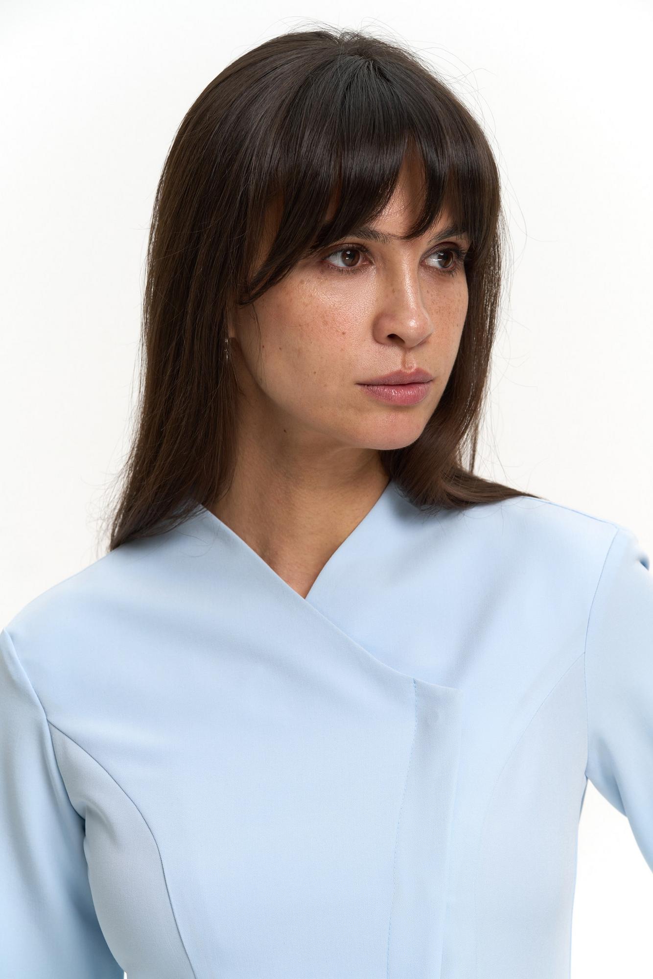 Асимметричный жакет с рукавом 3/4 голубой KL 230