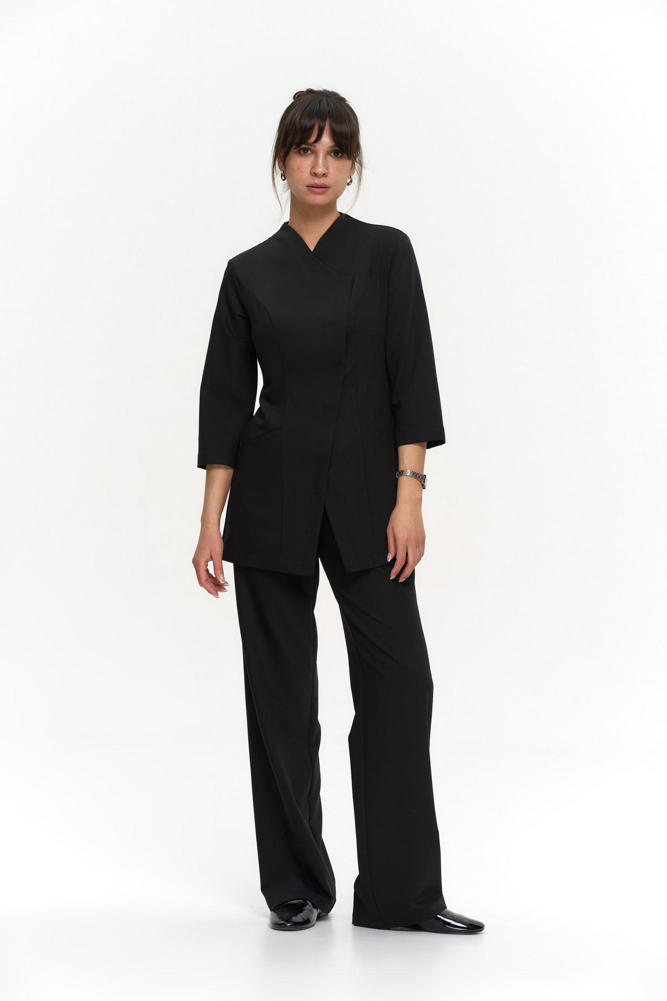 Асимметричный жакет с рукавом 3/4 черный KL 230