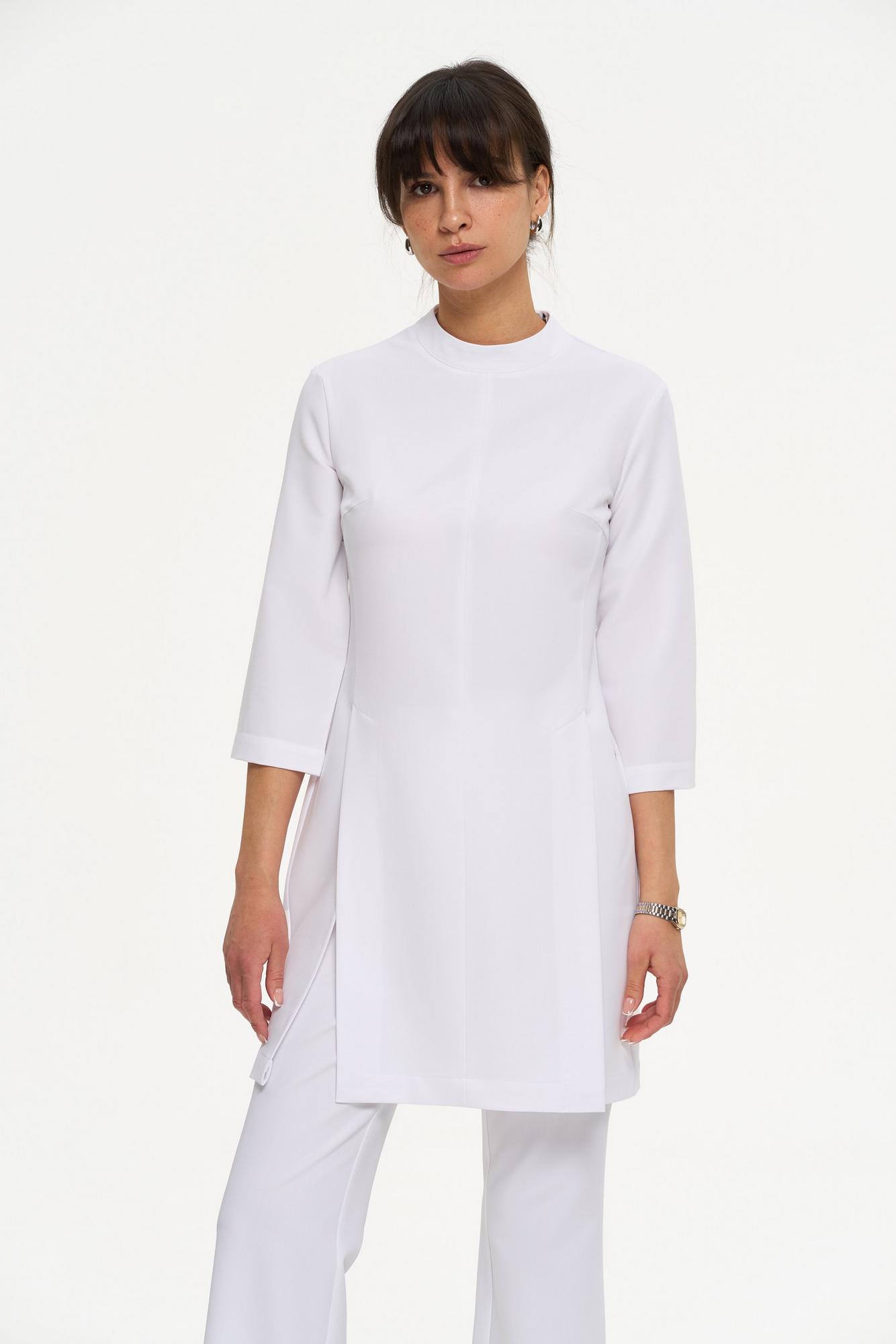 Удлиненная туника с рукавом 3/4 белая KL 225