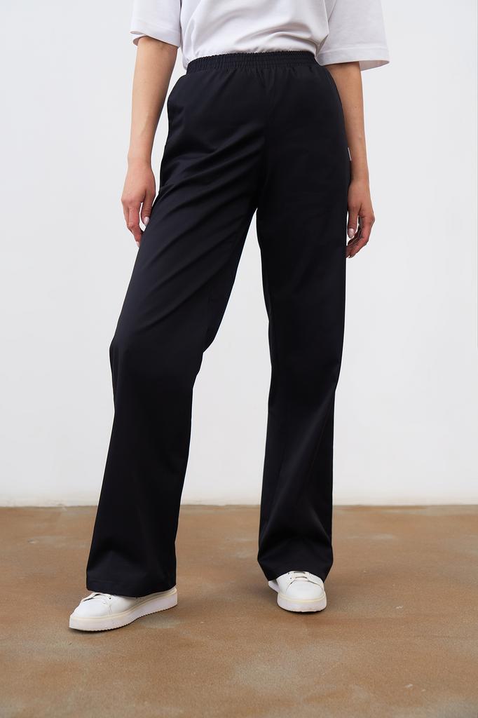 Прямые брюки на поясе черные KL 311