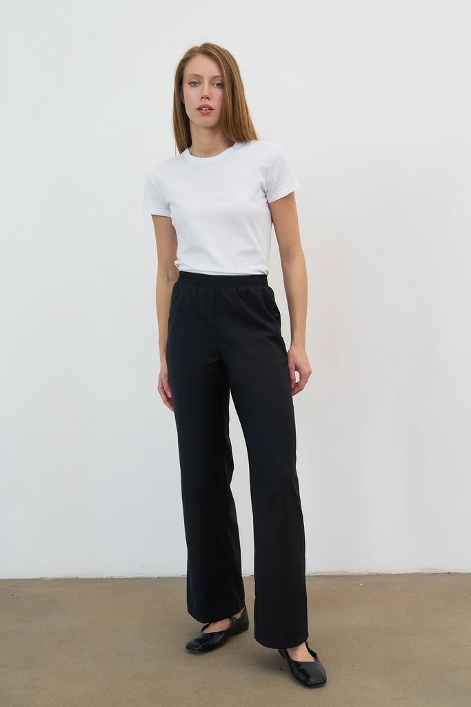 Прямые брюки на поясе черные KL 311