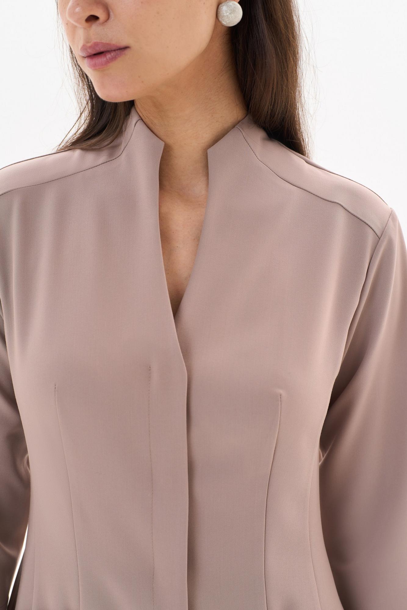 Блуза с воротником-стойкой с рукавом 3/4 мокко KL 231