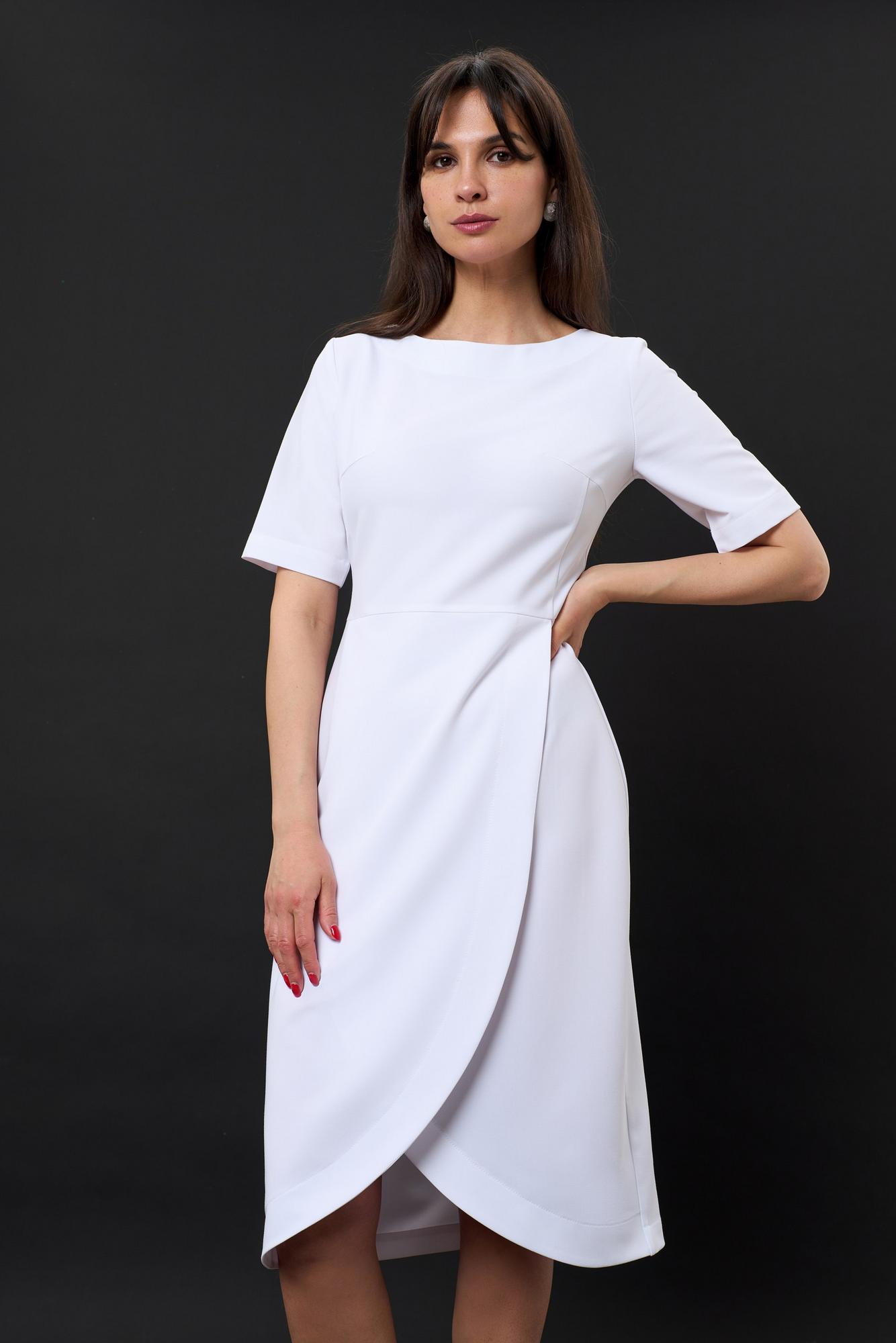 Платье с юбкой-тюльпан белое KL 501