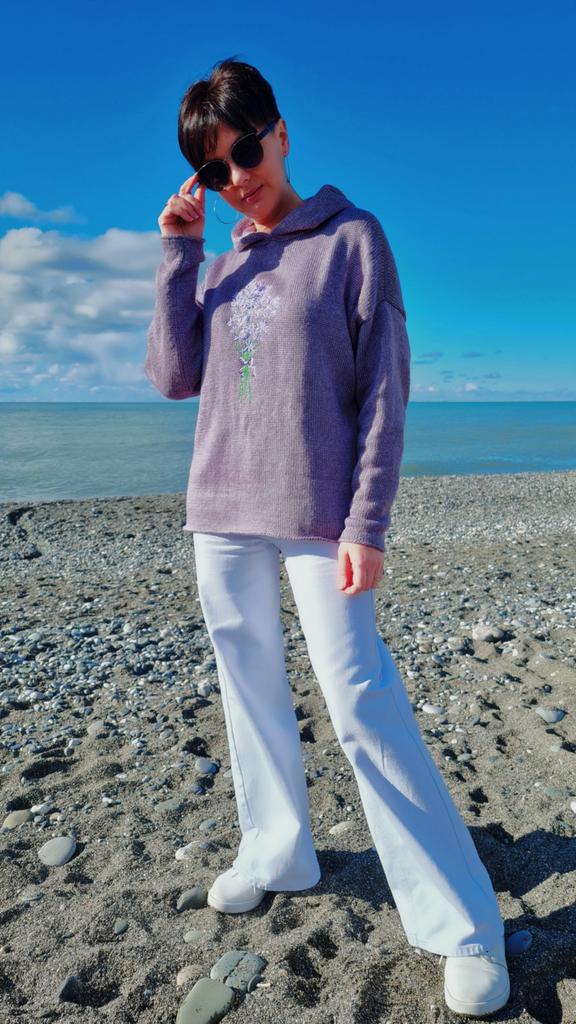 Вязаный худи Лаванда