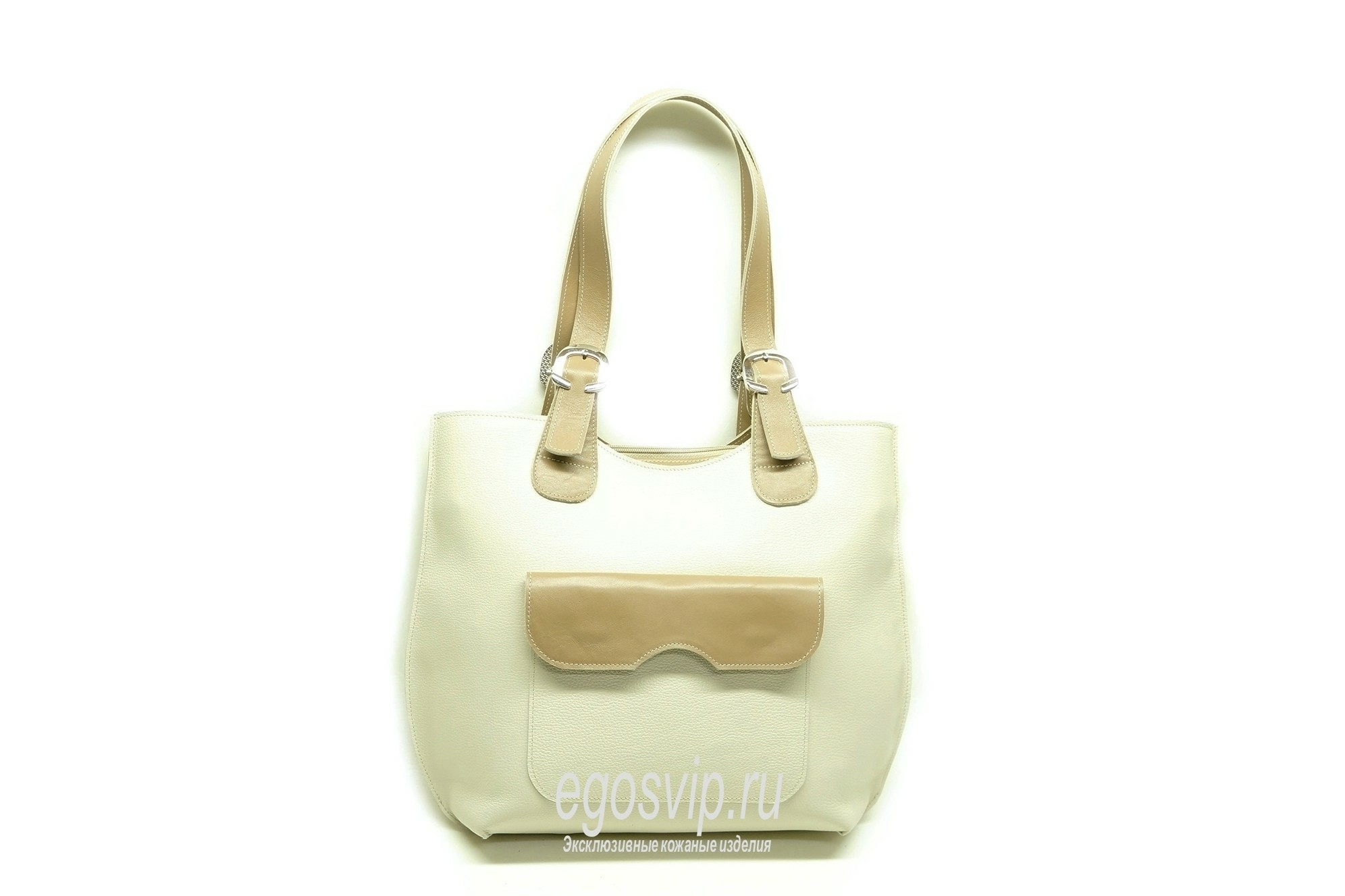 Шоппер EGOS из натуральной бежевой кожи