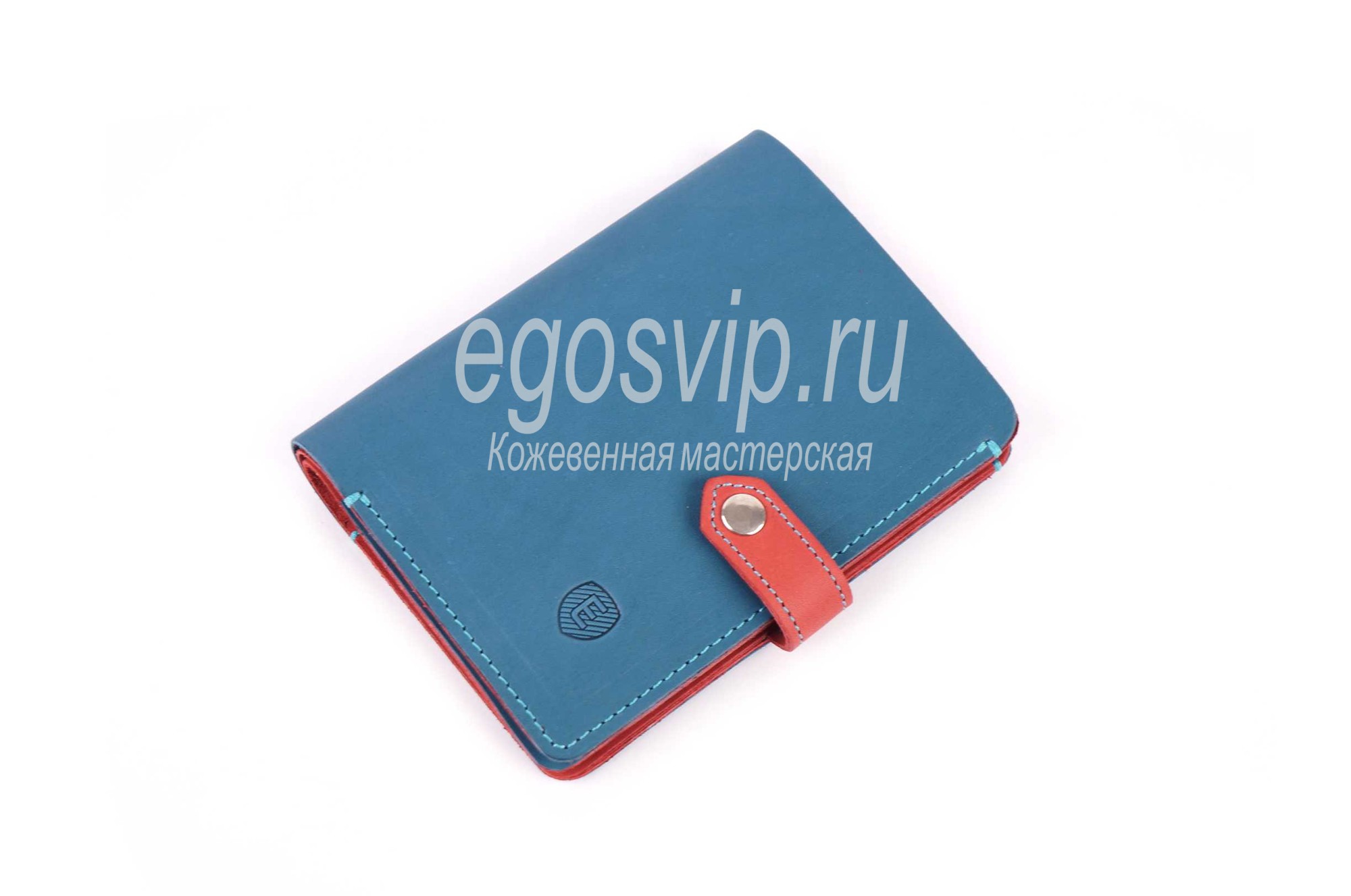 Кожаный бумажник для автоледи / модель 36-01 небесно-ягодный