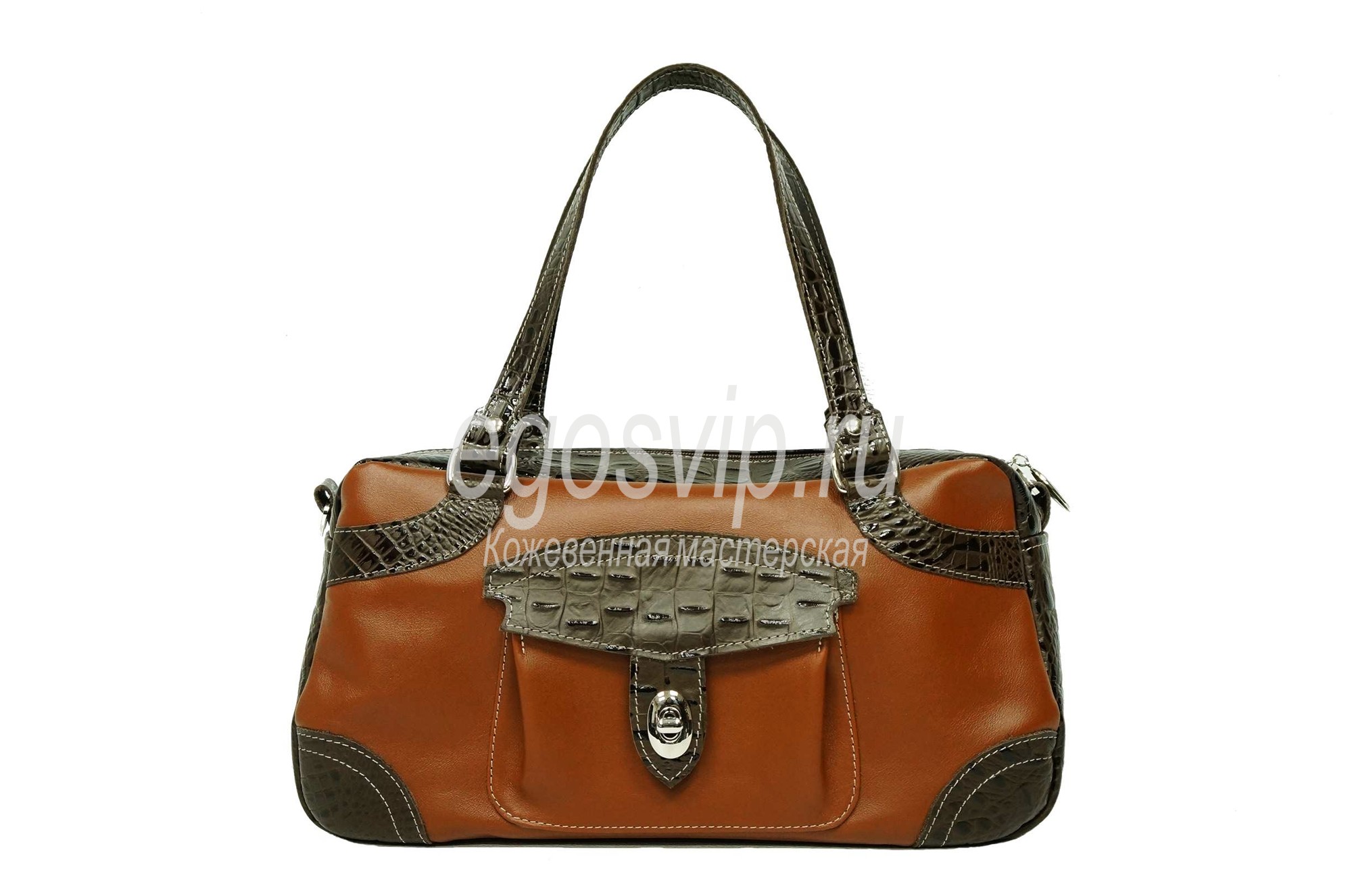 Сумка женская кожаная  / модель 5-19 рыжий-коричневый