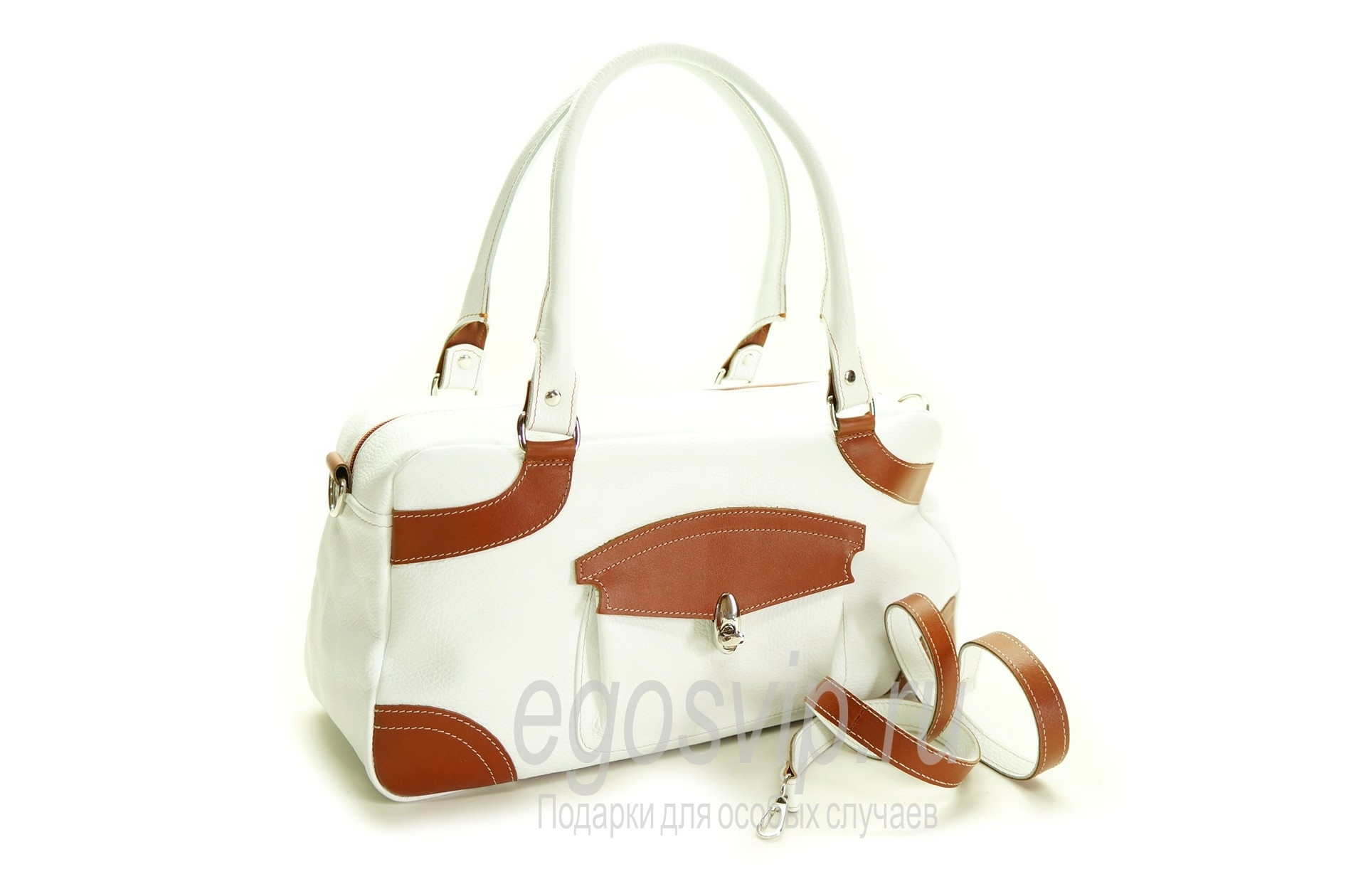 Белая кожаная женская сумка