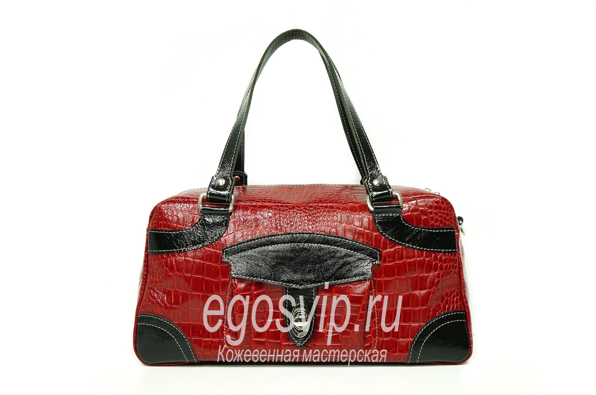 Женская кожаная сумка  / модель 5-19 красная