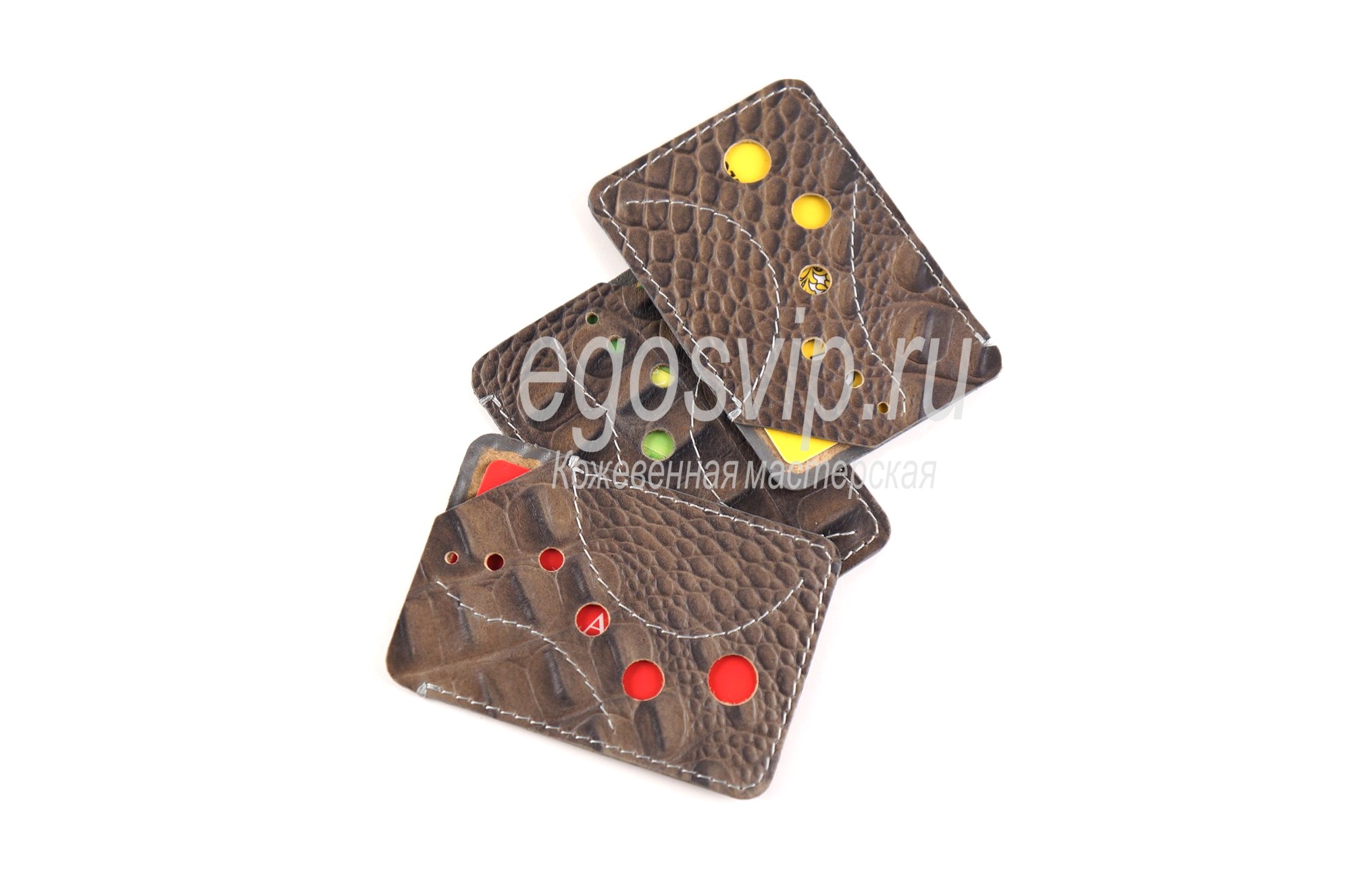 Кожаный чехол для 1-3-х карт / модель 29-02 пепельный крокодил