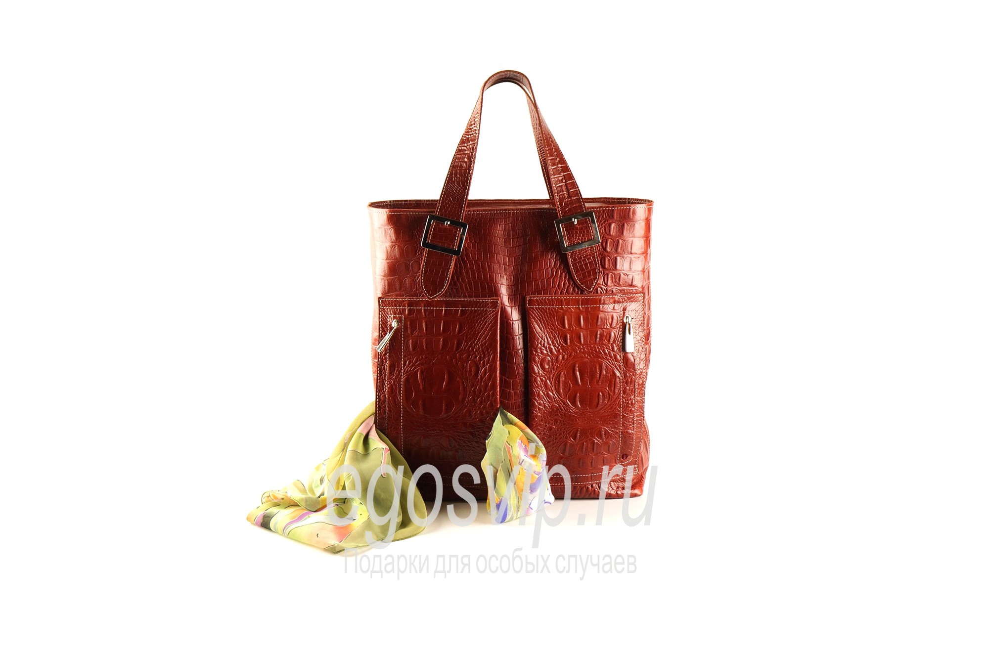 Кожаная сумка шоппер на молнии / модель 25