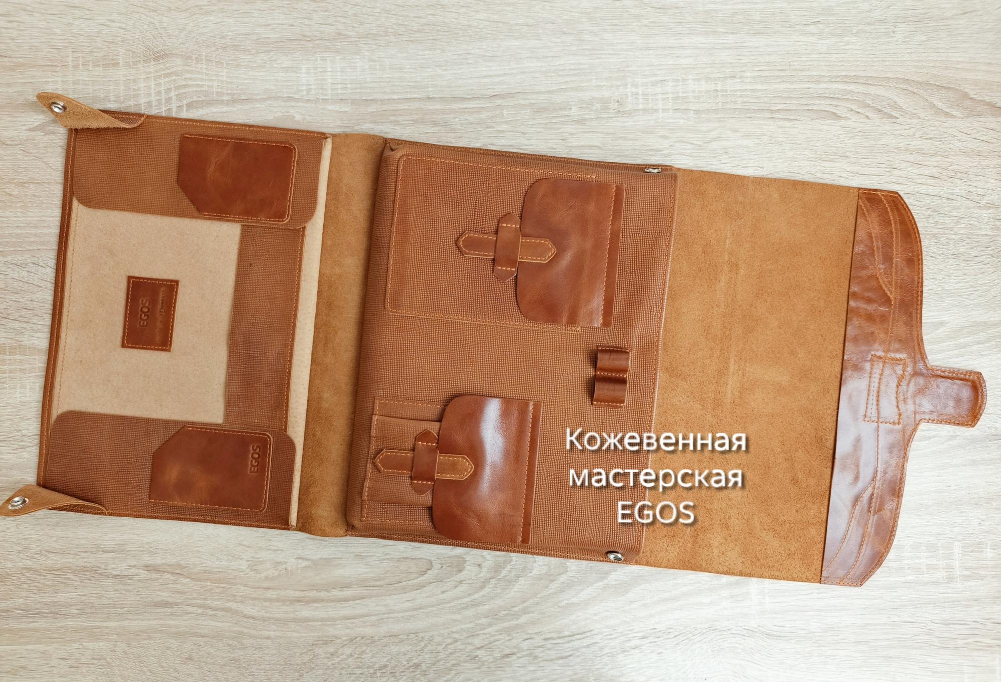 ‎Кожаная папка для документов А4 или ноутбука / папка-органайзер-раскладушка / модель 911