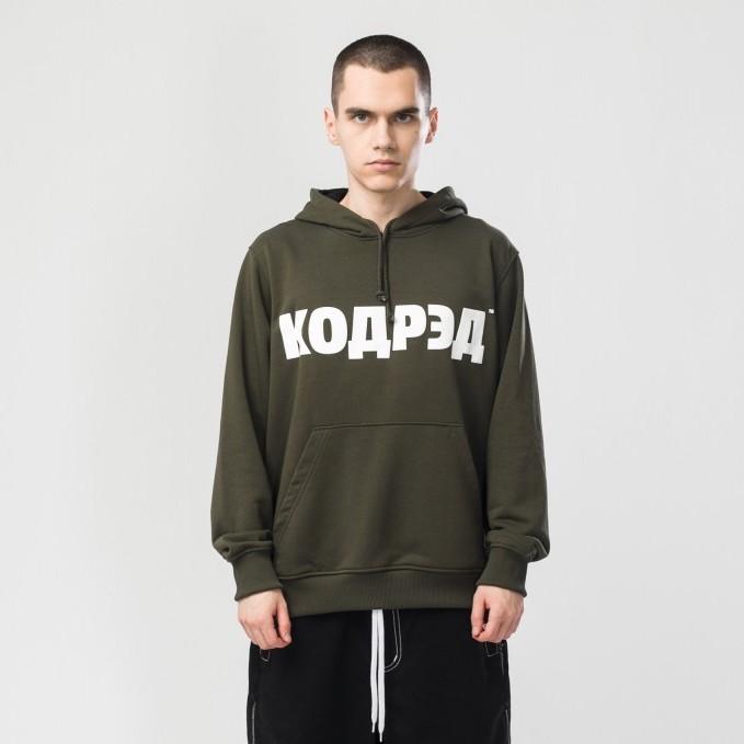 Толстовка CODERED Base Hoodie Wide Summer Лого ТМ Болотный/Белый принт КОДРЭД