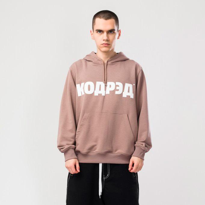 Толстовка CODERED Base Hoodie Wide Summer Лого TM Бежевый/Белый принт КОДРЭД