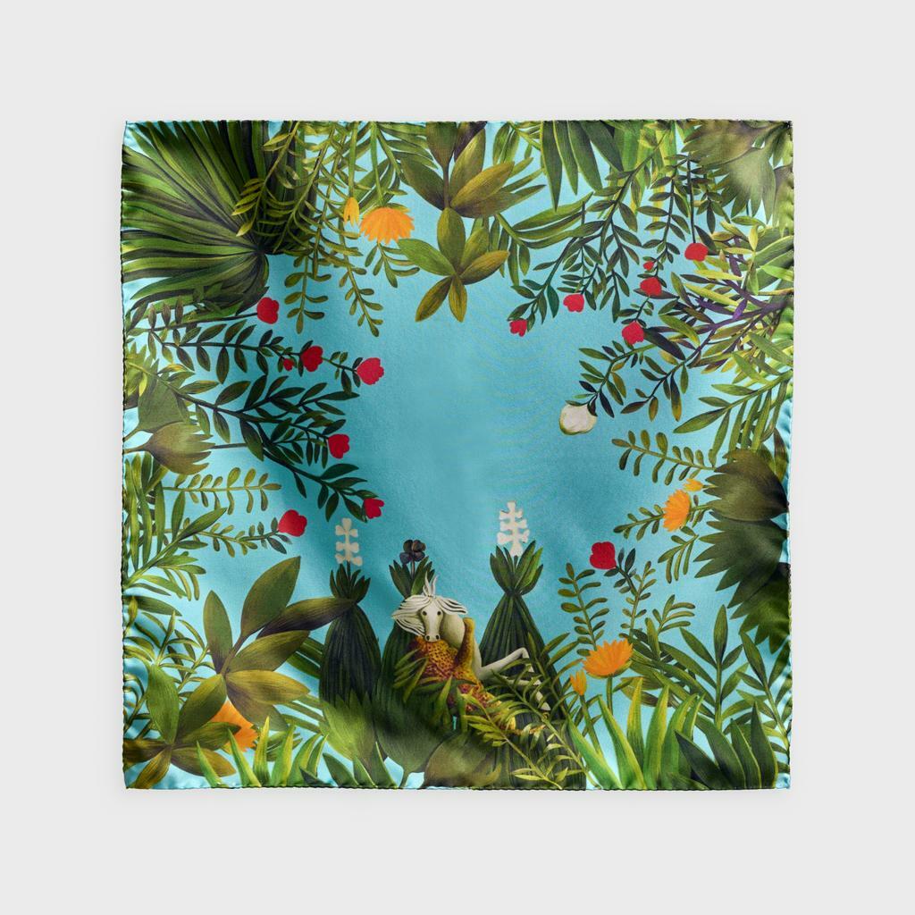 Платок-каре "Нападение ягуара на лошадь"