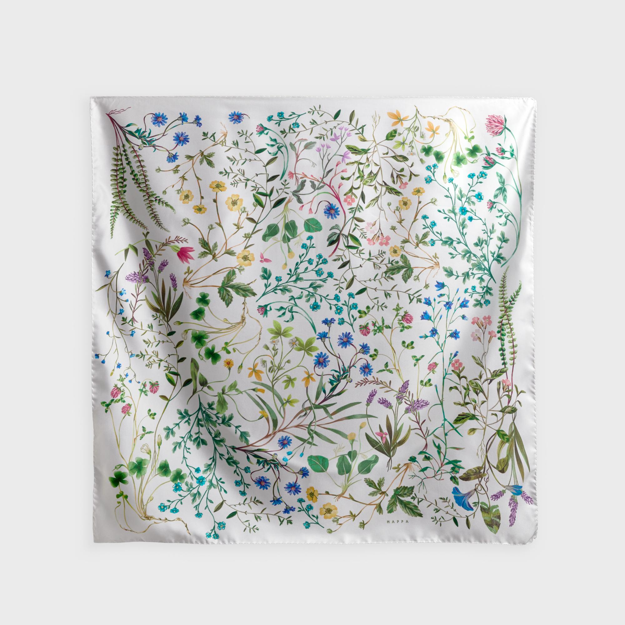 Платок-каре "Луг" (белый)