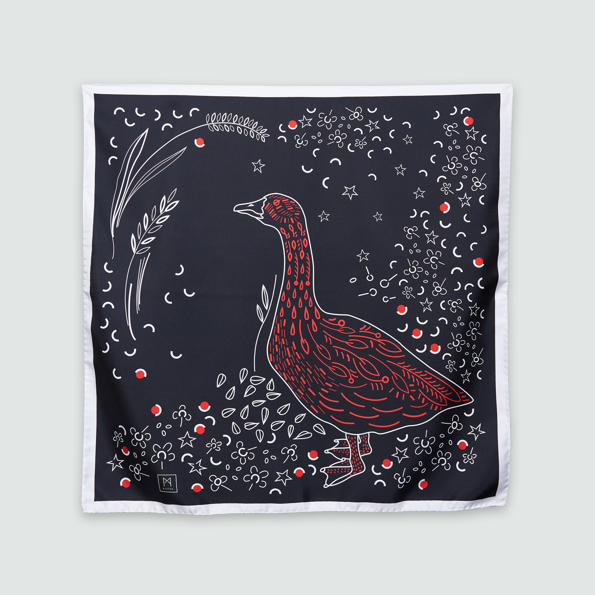 Платок-каре "Гусь" (чёрный)